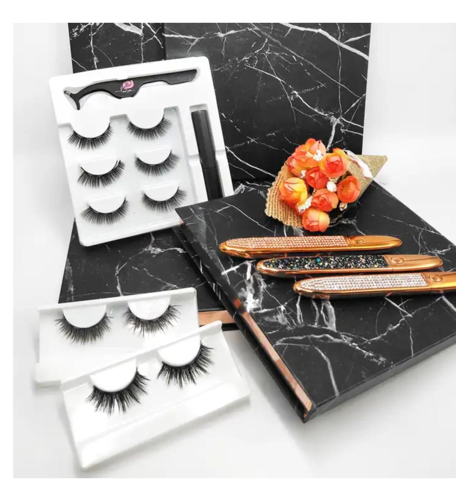 False Eyelashes 5 Pairs Reusable 3D Mink Lashes Russian Volume Handmade Natural Thick Fake Cat Hybrid Look Strip Dramatic Fluffy D Curl Clear Band EyeLashes Contest Parties & Salons - Buy Online on GoSupps.com