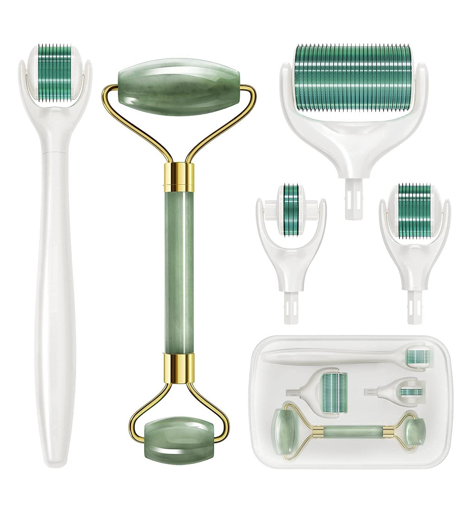 Derma Roller Microneedle Kit for Facial and Body Skin, Hair Growth and Scalp Treatment - Green - Buy Online on GoSupps.com