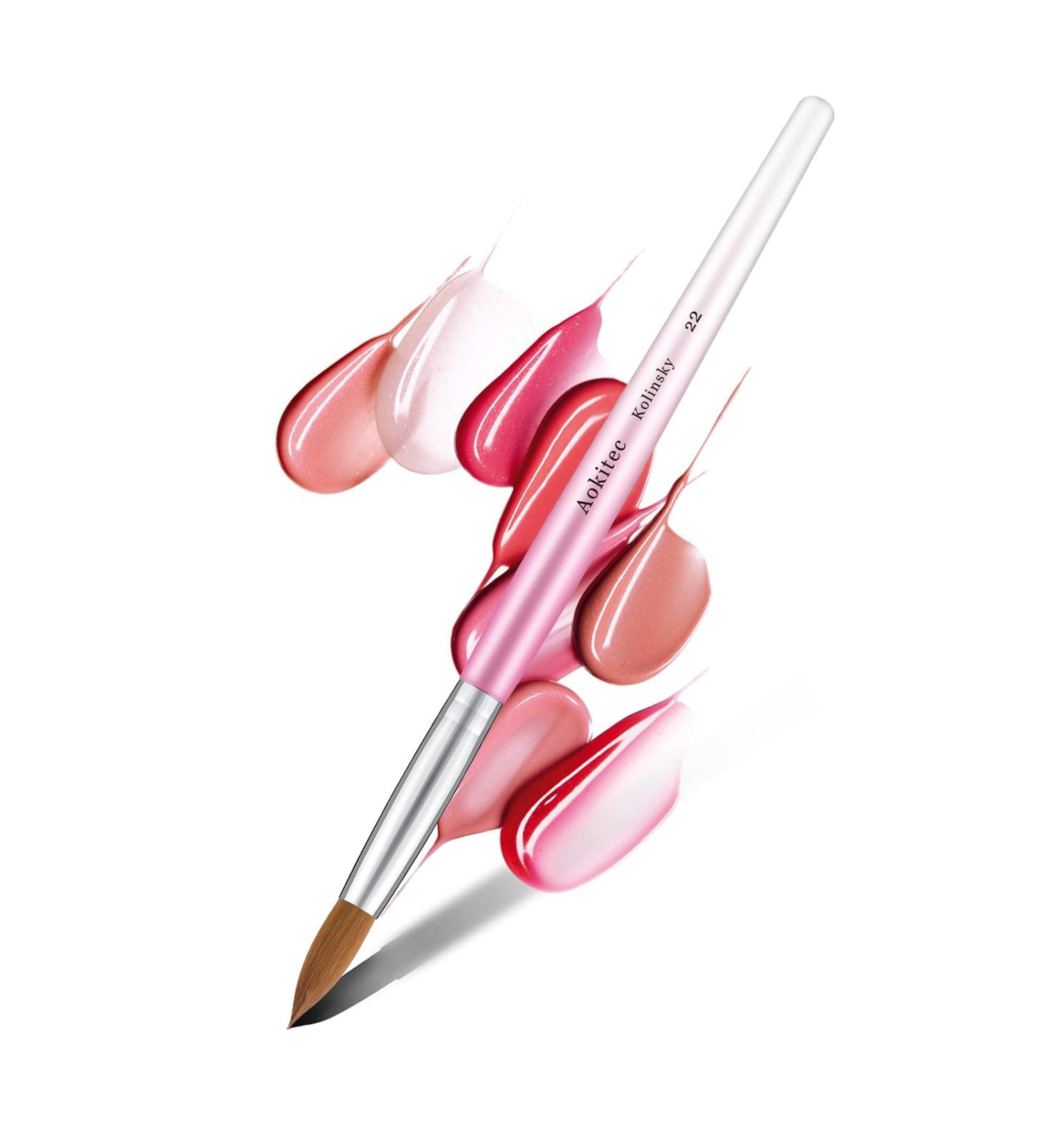 Aokitec Kolinsky #22 Acrylic Nail Brush - Professional Wood Brush for Manicure & Nail Art Pink - Buy Online on GoSupps.com