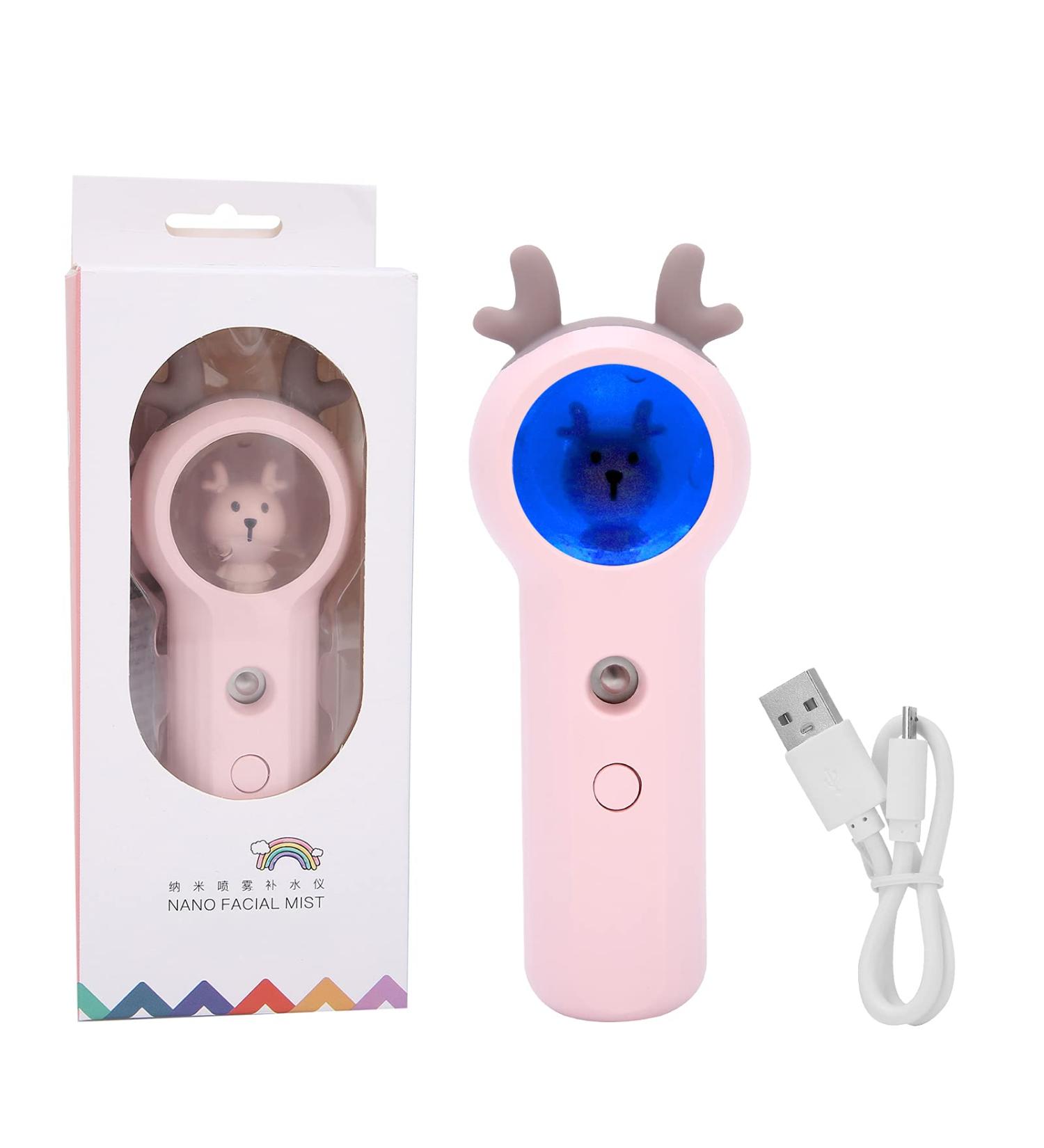 Qukaim Rechargeable Face Mist Sprayer Pink Handheld Face Mist Sprayer USB Rechargeable Desktop Face Humidifier Sprayer - Buy Online on GoSupps.com