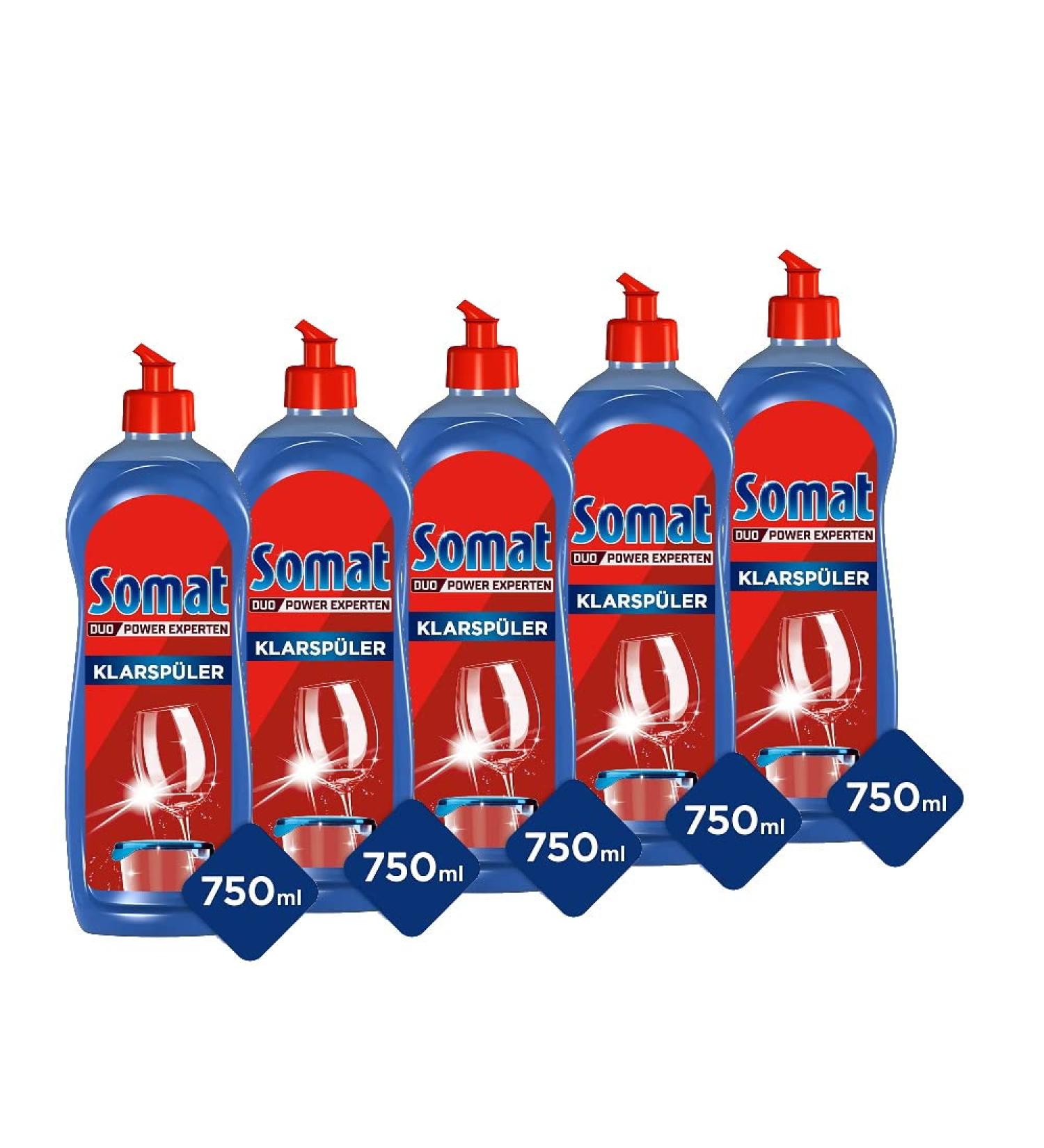 Somat Rinse Aid 5-Pack - Extra-Dry Effect for Unbeatable Shine on Glasses & Dishes (5x750ml) - International Shipping Available - Buy Online on GoSupps.com