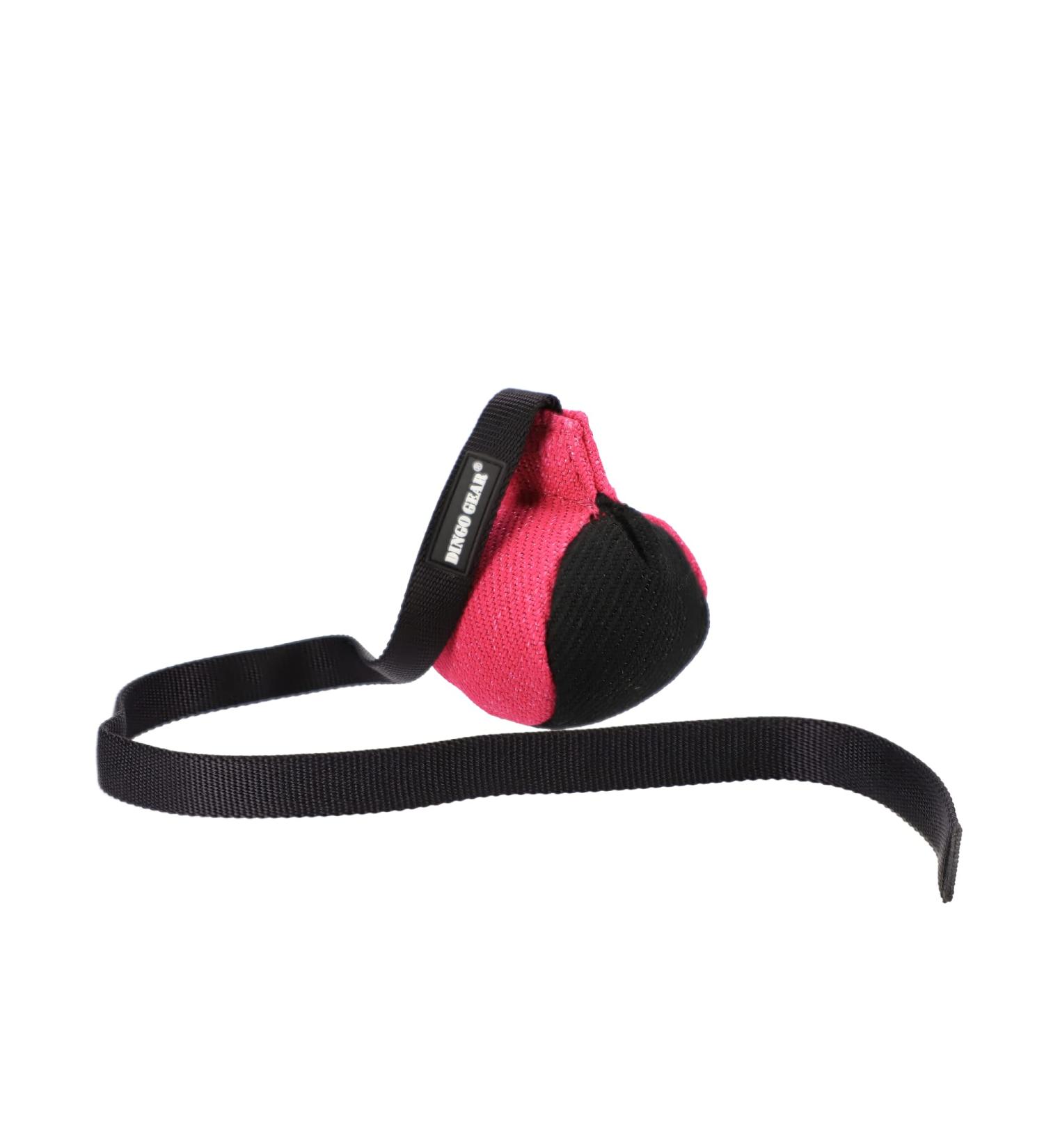 Dingo Gear Training Toy Ball 9cm - Black-Rosa with 65cm Handle | French Nylcott Material for IGP Obedience & Apport Training | Ideal Small Dog Toy - Buy Online on GoSupps.com