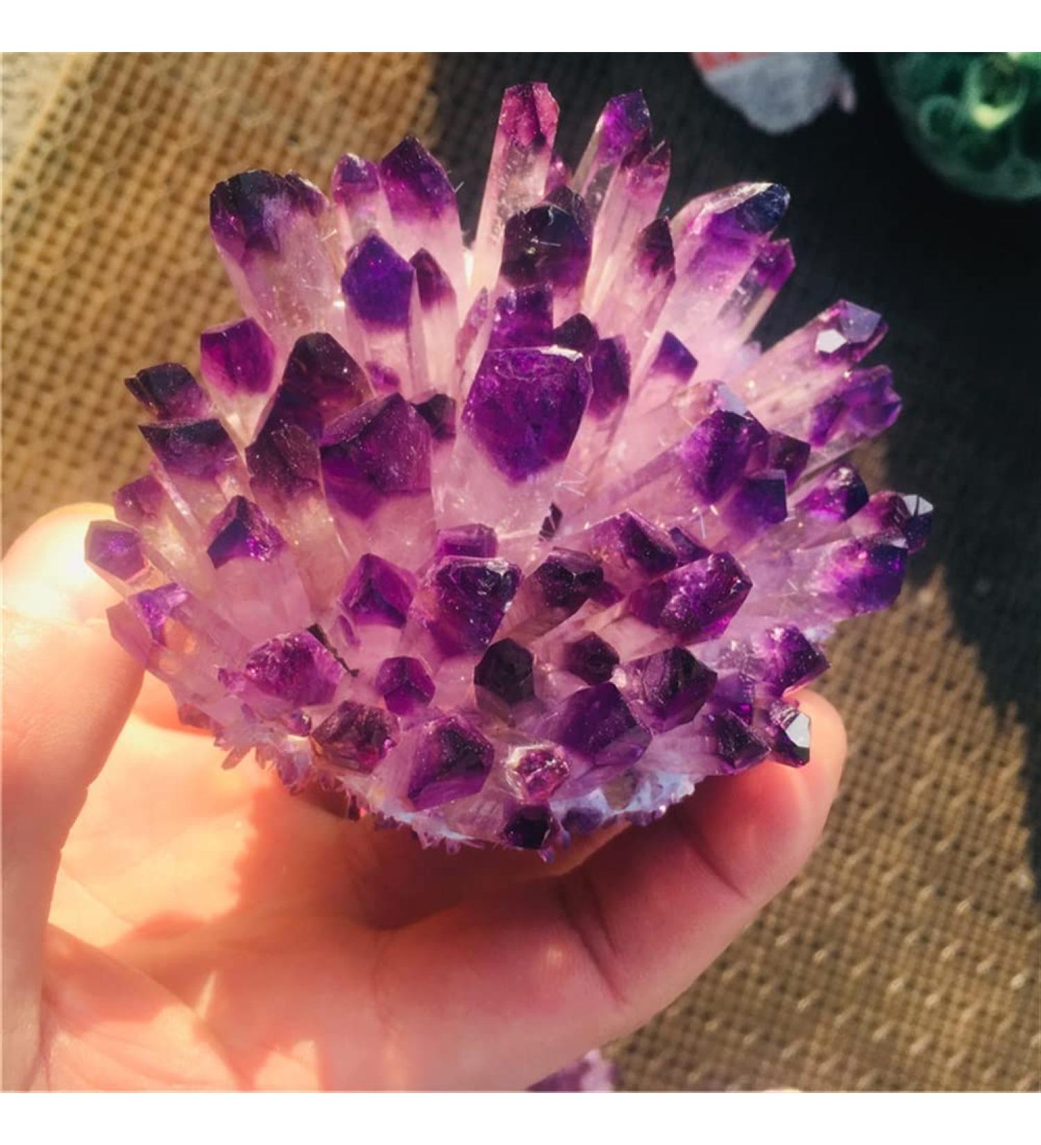 Natural Crystal Cluster Amethyst Specimen Ore Purple Quartz ReikiStone Ra Crystals Home Suitable for Furniture Decoration Crystal Cluster 300-400g - Buy Online on GoSupps.com