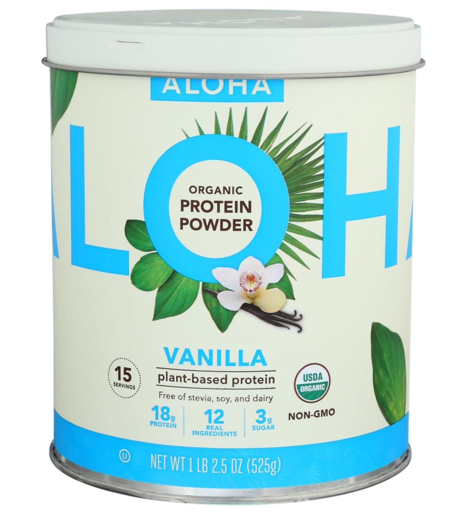 Aloha Organic Plant-Based Protein Powder Vanilla 18g Protein USDA Certified Organic Gluten Free & Non-GMO 525 Gm (Pack of 1) - Buy Online on GoSupps.com