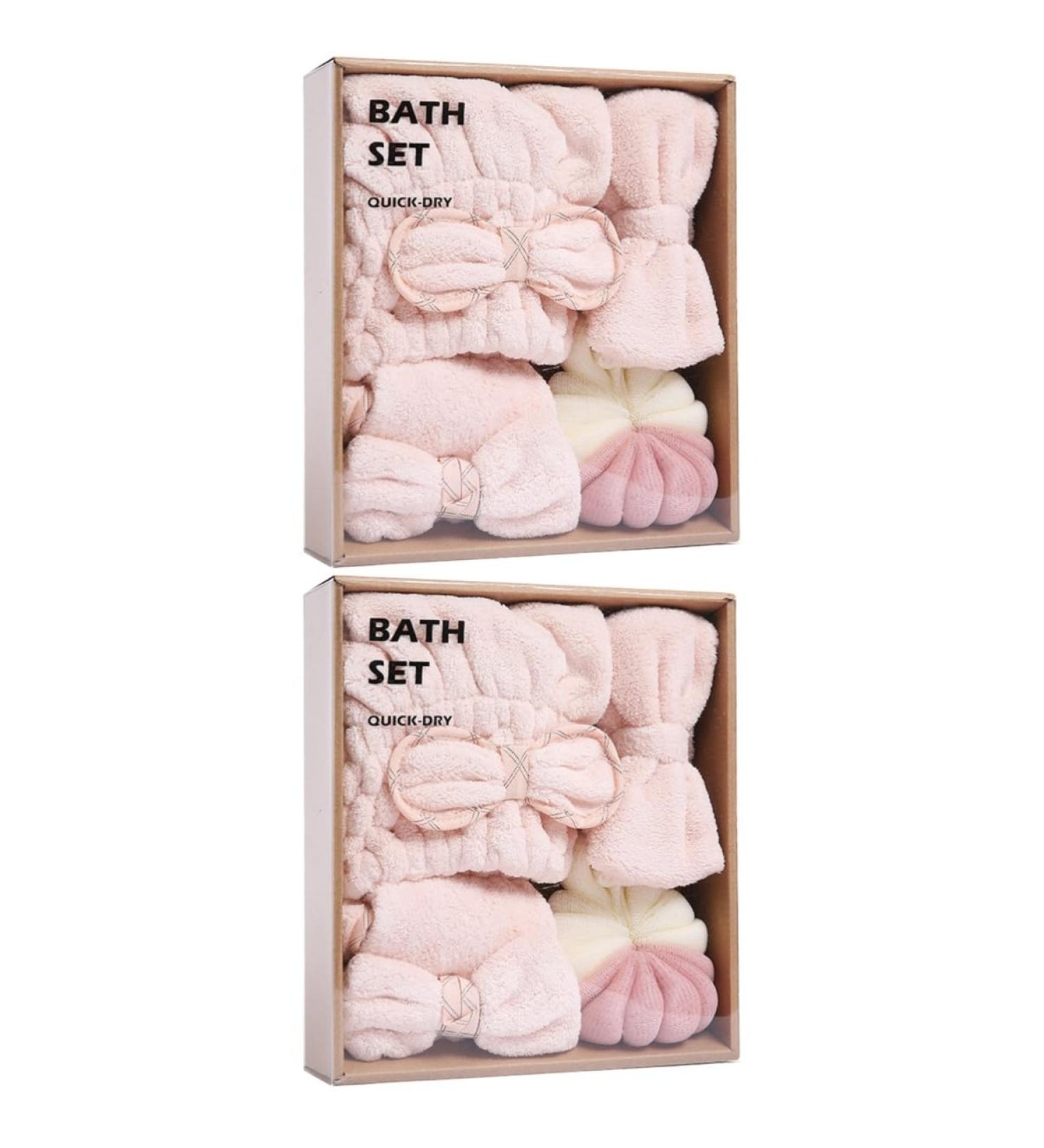 Healeved 2 Sets Dry Hair Towel Set Body Towel Body Wash Wipes Bathroom Supplies Body Sponge Pink Twisted Yarn 1 g (Pack of 1) Pinkx2pcs - Buy Online on GoSupps.com