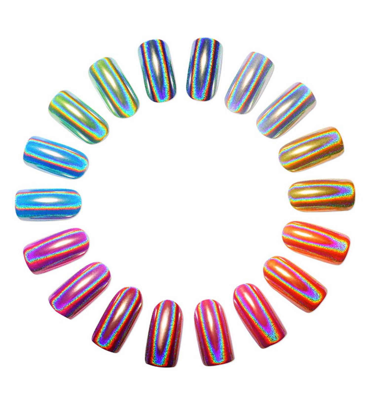 WFZ17 Ultra Thin Multicolor Holographic Nail Powder - Chrome Effect Nail Art Pigment - Buy Online on GoSupps.com