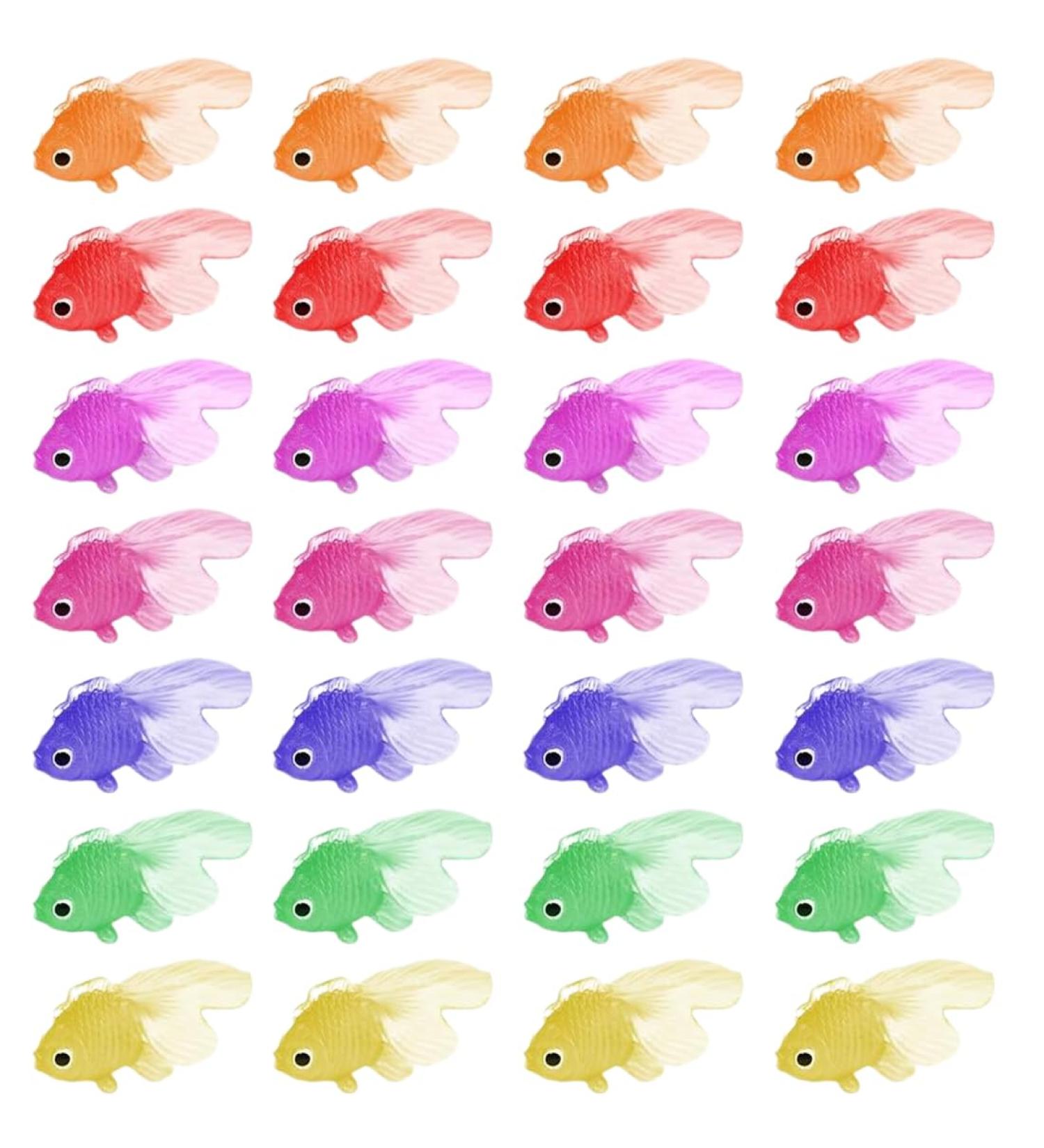 Jtkrew 28 PCs Neon Fish - Stretchy Rubber Goldfish Toys for Cats & Aquarium Decor - Buy Online on GoSupps.com