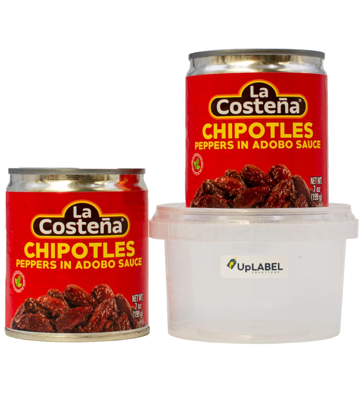 (2 Pack) La Costena Chipotle Peppers In Adobo Sauce 199g - Chipotle en Adobo with UpLabel Creations 180ml Deli Pot - Buy Online on GoSupps.com