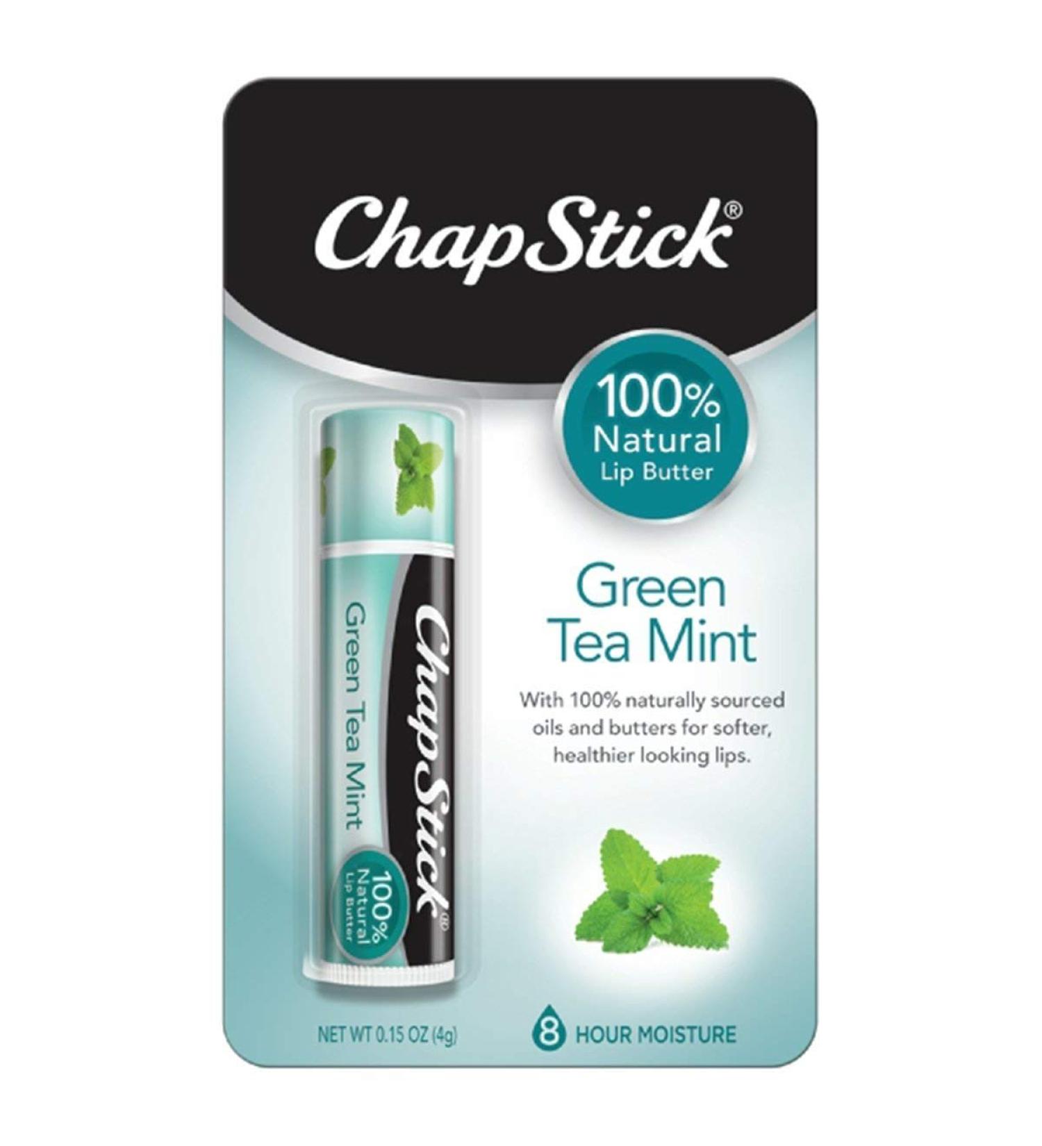 ChapStick 100% Natural Lip Butter, Green Tea Mint, 0.15 oz (Pack of 3)