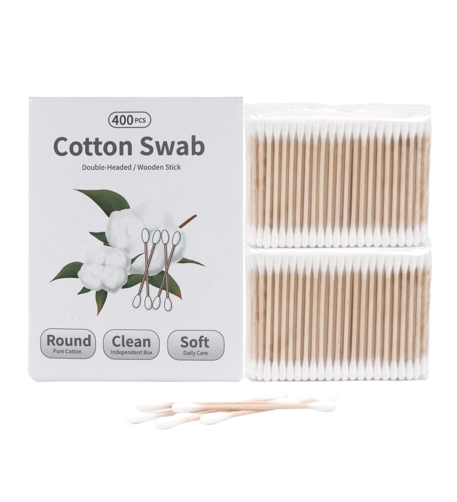 Meipo Double Round Cotton Swabs with Wooden Sticks - 400 Count Box - Buy Online on GoSupps.com