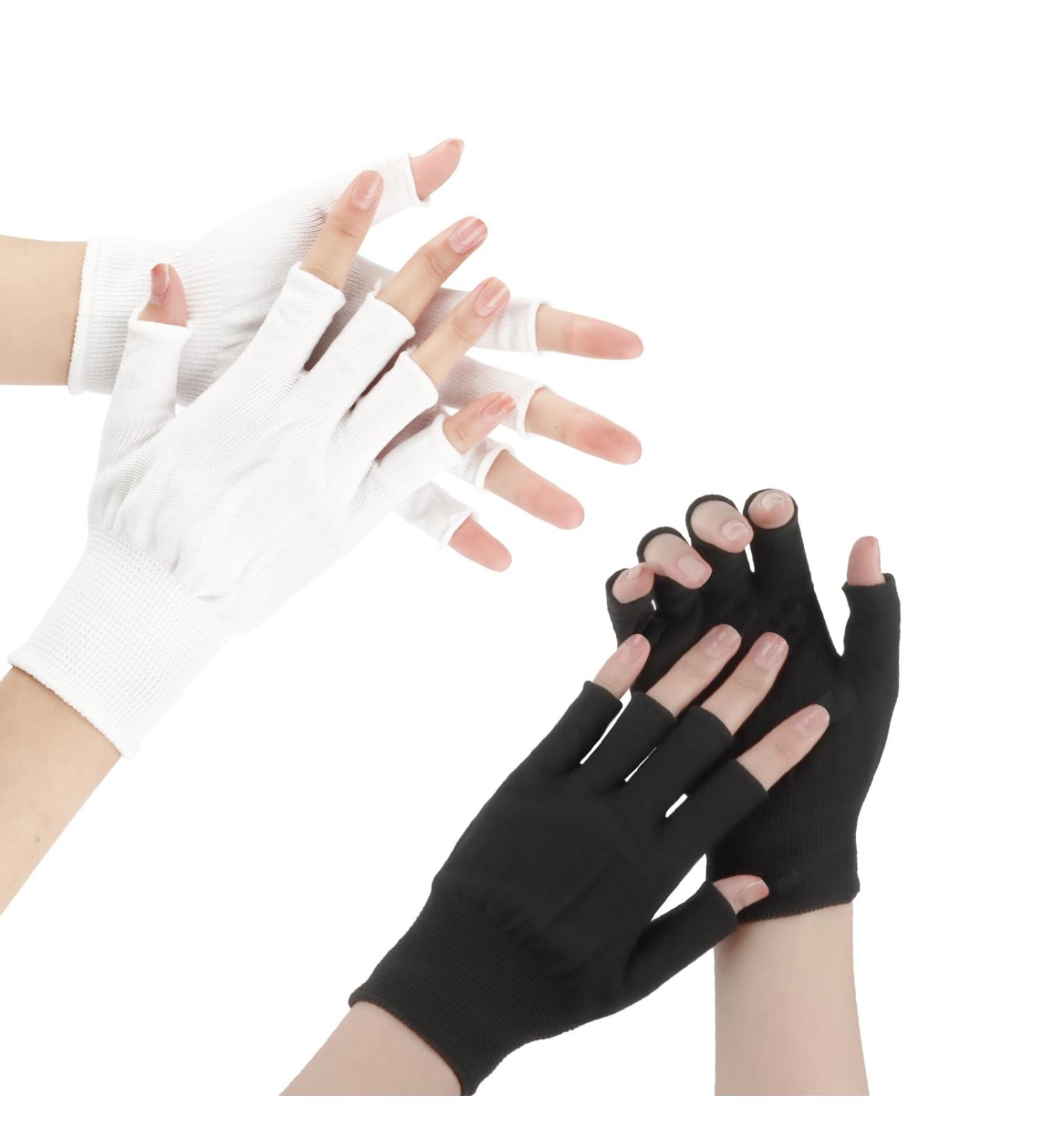 2 Pairs UV Protection Fingerless Gloves for Nails - UPF50+ Shield Gloves for Manicure Cycling & Car Rides - Buy Online on GoSupps.com