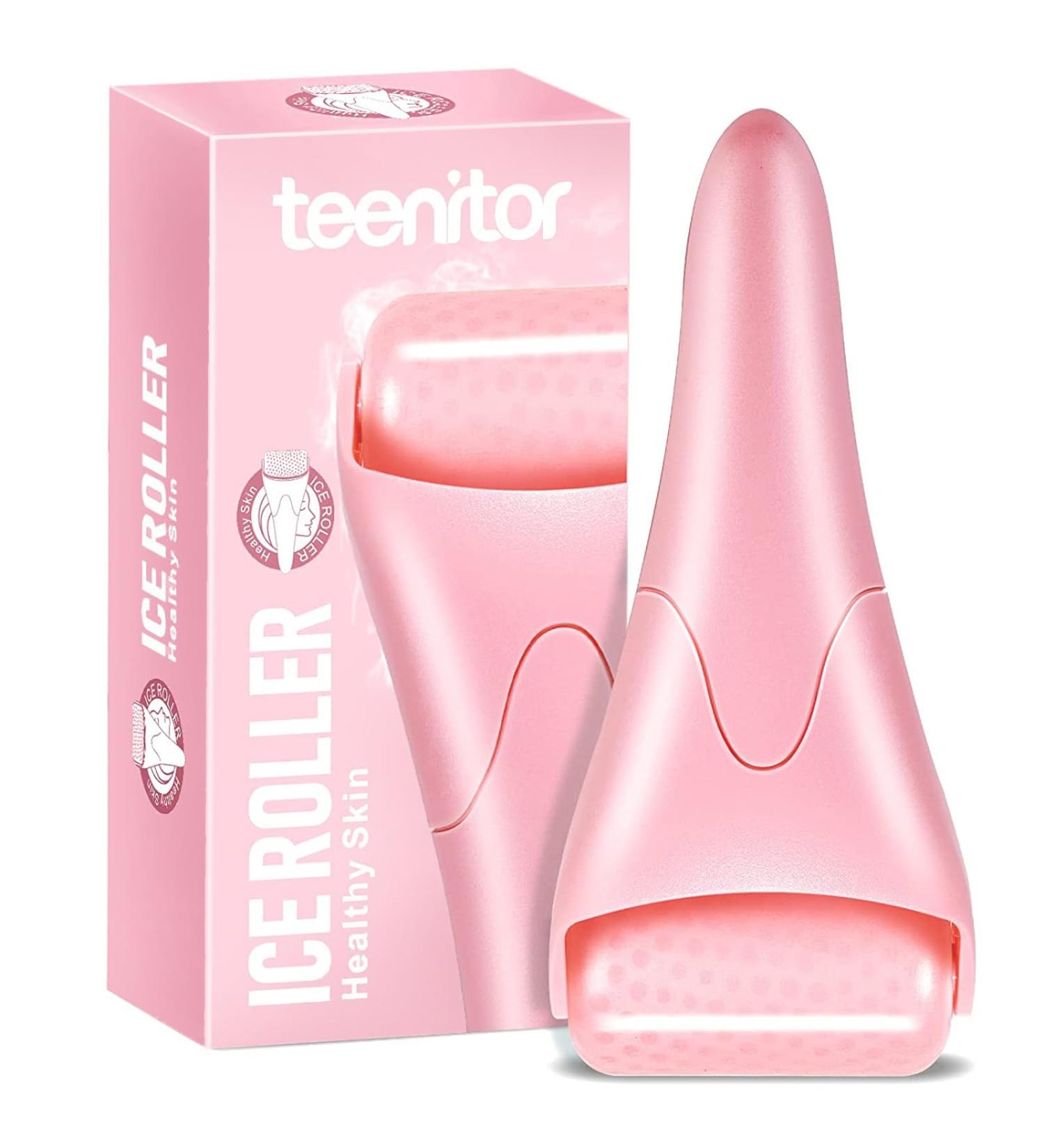 Teenitor Face Roller Ice Roller for Face & Eye Puffiness Relief Eye Roller for Puffy Eyes Facial Ice Roller Ice Face Roller Skin Care Beauty Tools Pink - Buy Online on GoSupps.com