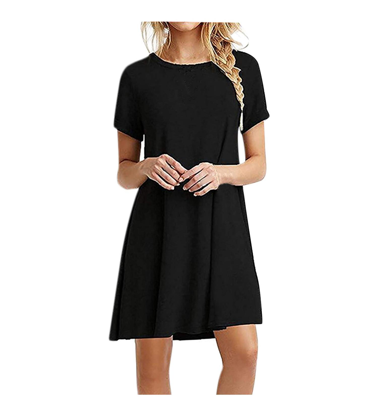 BAGELISE Women's Comfy Swing Tunic Dress - Flowy & Casual Fit Small A1-black - Buy Online on GoSupps.com