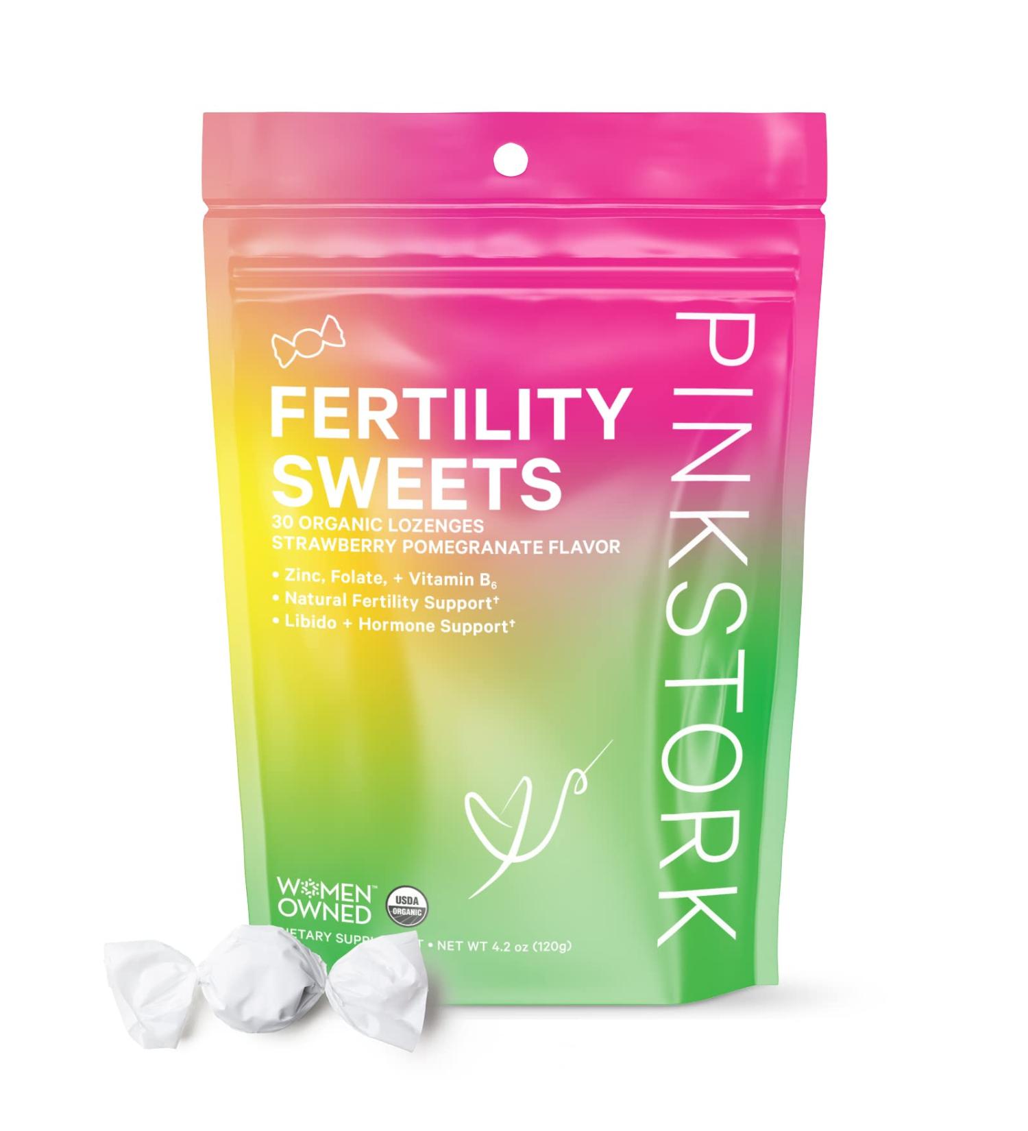 Organic Strawberry Pomegranate Fertility Sweets | Prenatal Vitamins with Folate, Vitamin B6, Zinc | Hormone Balance for Women | 30 Lozenges - Buy Online on GoSupps.com