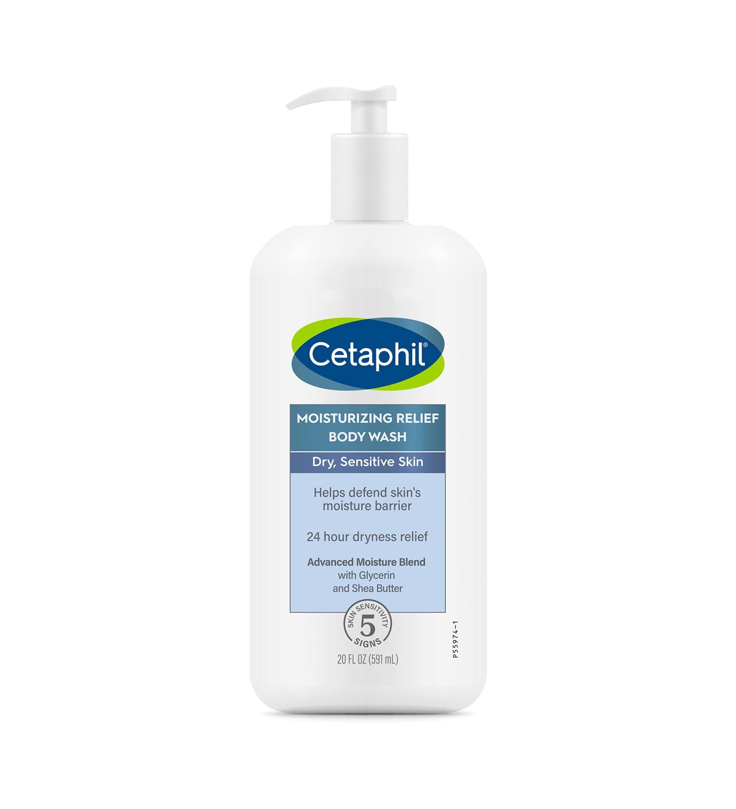 CETAPHIL Moisturizing Relief Body Wash 20 oz - Creamy Formula for Sensitive Skin, 24 Hr Relief, Hypoallergenic & Fragrance Free - Buy Online on GoSupps.com