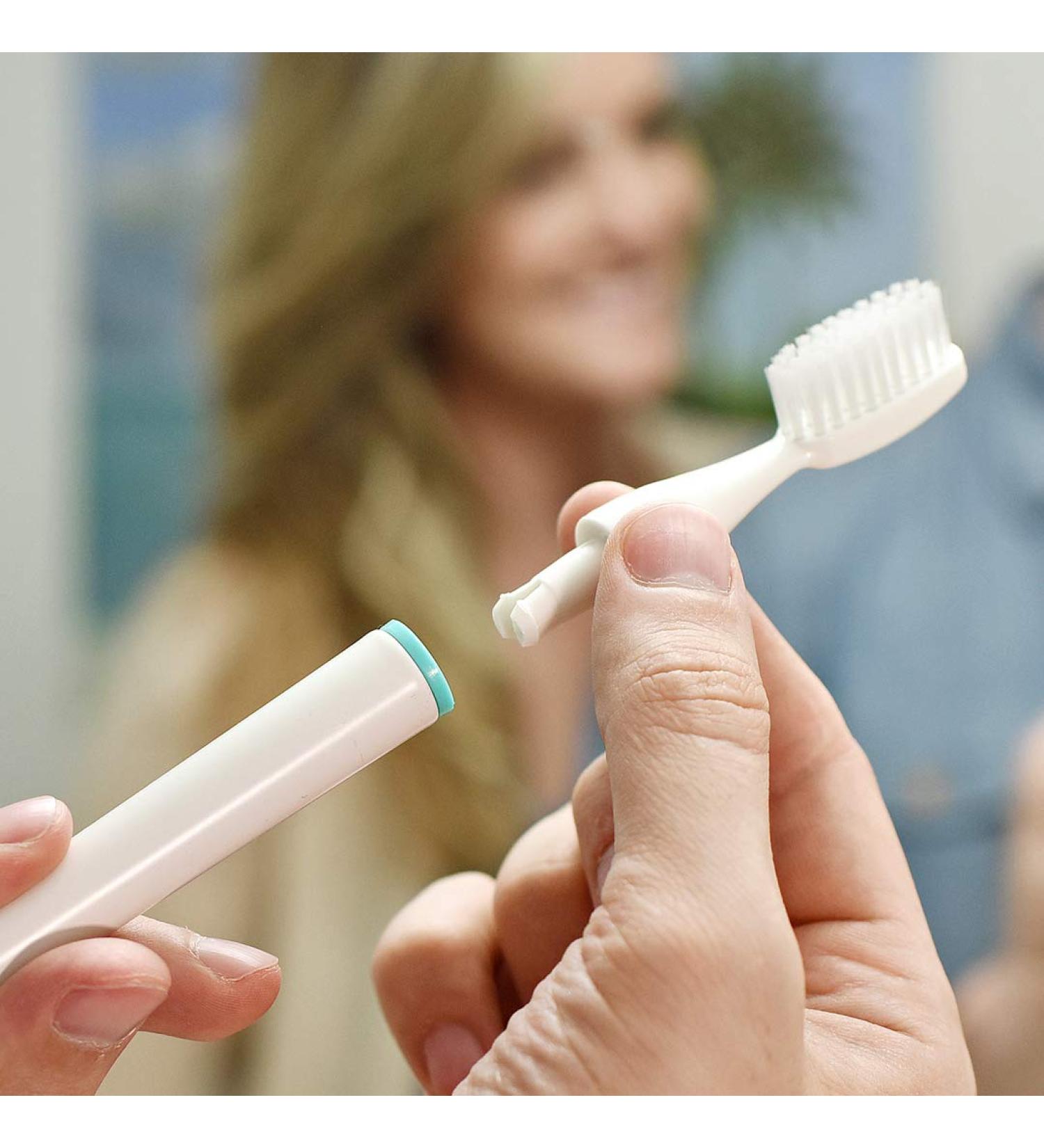 Eco-Friendly Red Toothbrush Handle with 6 Biodegradable Replacement Heads - Sustainable Oral Care - Buy Online on GoSupps.com