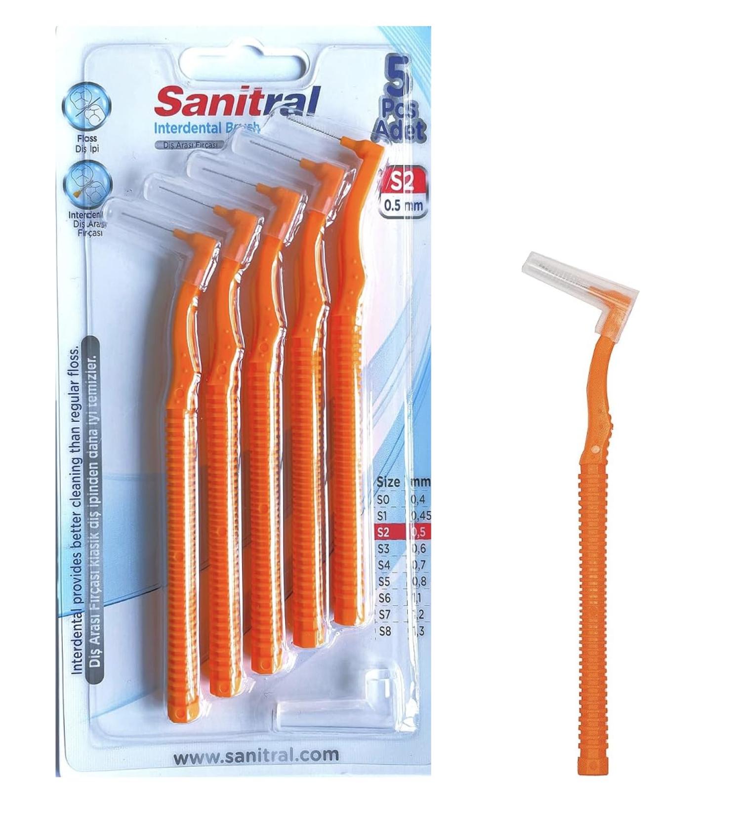 Angle Interdental Brushes (0.5mm) - Angled Dental Brush for Superior Teeth Cleaning | Excellent Access Between Teeth | Orange - Buy Online on GoSupps.com