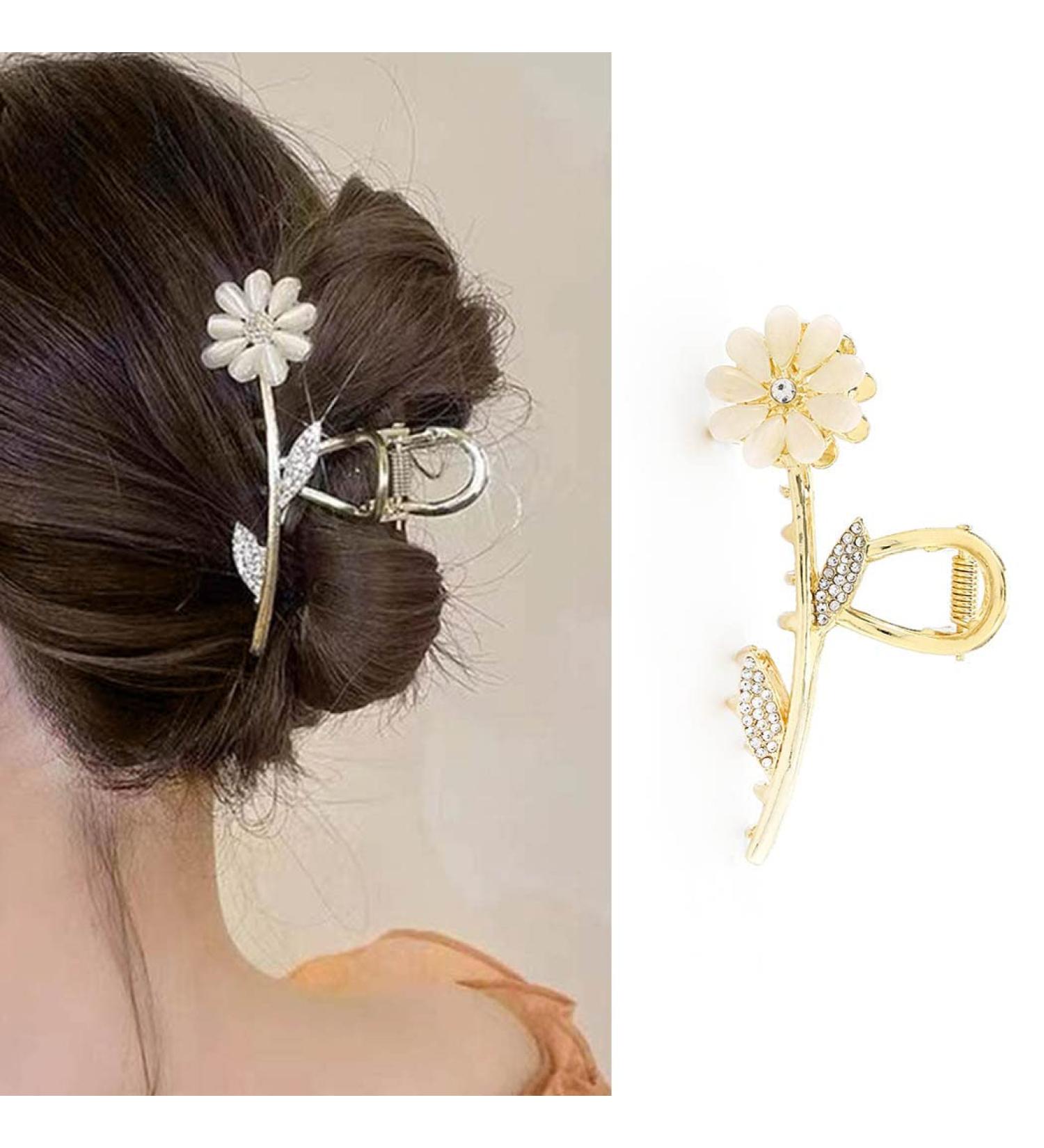Bohend Large Flower Rhinestone Hair Claw Clip | Non-Slip Thick Hair Accessories for Women & Girls - International Shipping Available - Buy Online on GoSupps.com
