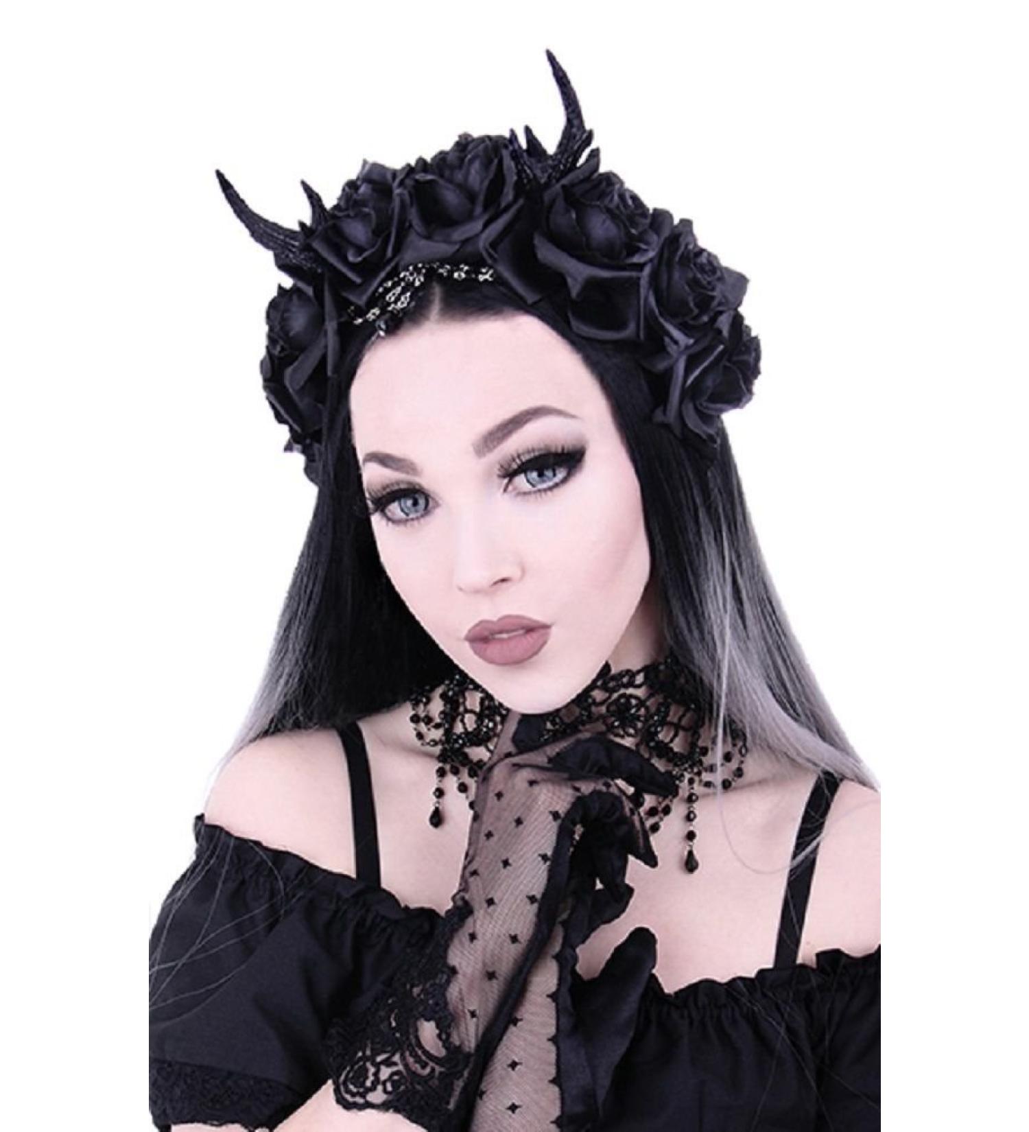 Restyle Gothic Princess Garland - Nu Goth Rose Antler Headband (Black) | 1 Piece Pack - Shop Now! - Buy Online on GoSupps.com