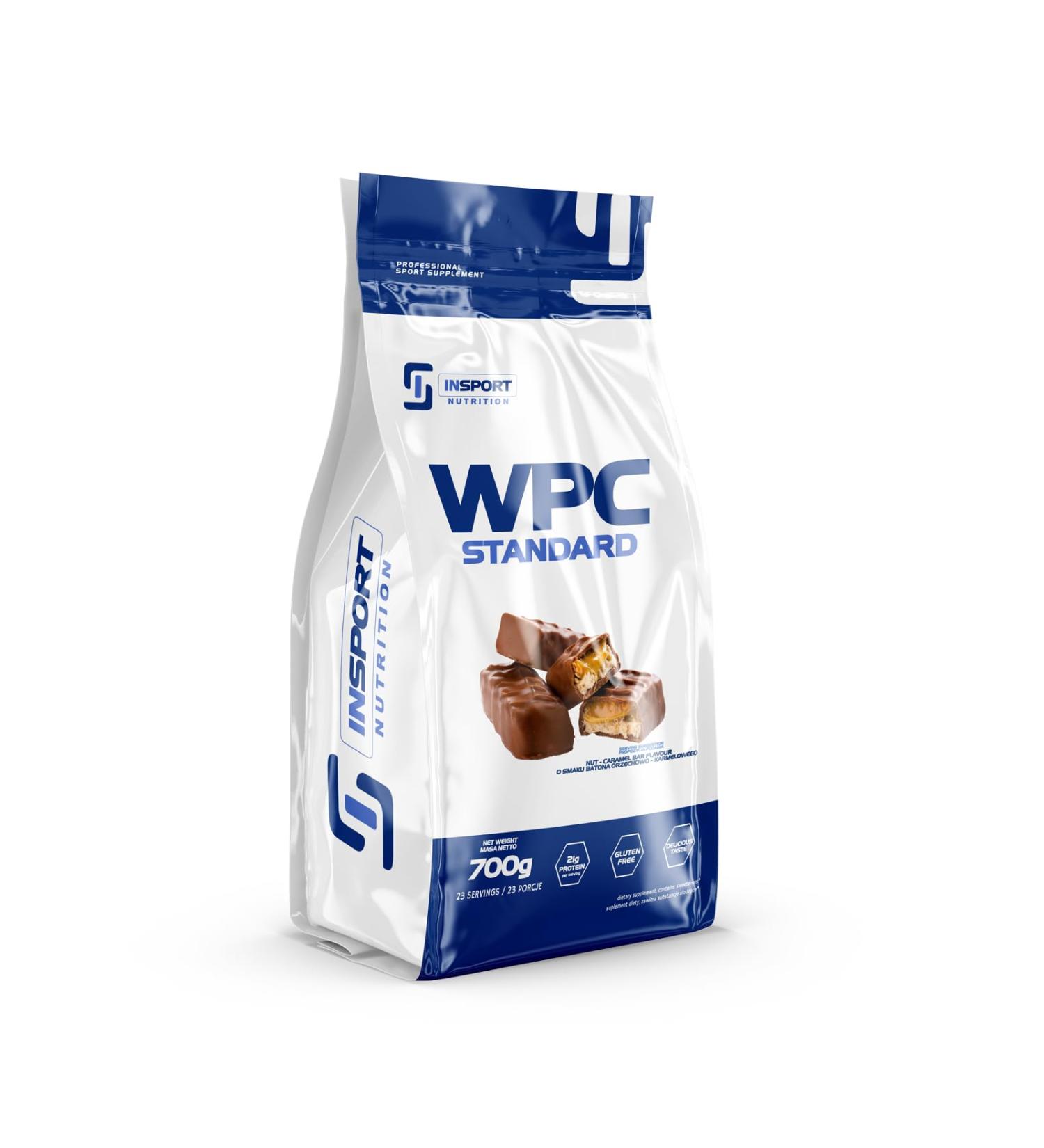 Insport Nutrition WPC Standard - High Assimilability Protein Supplement (700g) - Professional BCAA - Caramel Nut Bar - 23 Portions - Buy Online on GoSupps.com