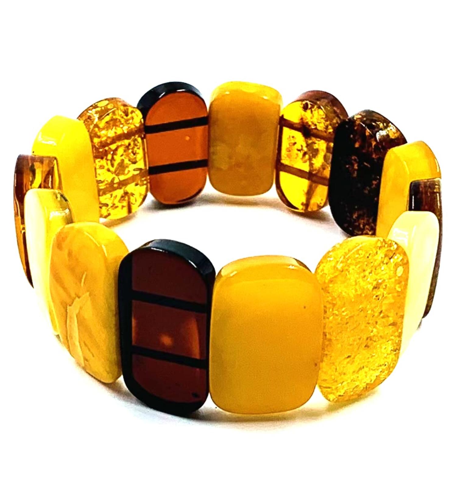 Natural Baltic Amber Stretch Bracelet - Handmade Multicolor Amber Jewelry from Certified Amber Beads - Buy Online on GoSupps.com