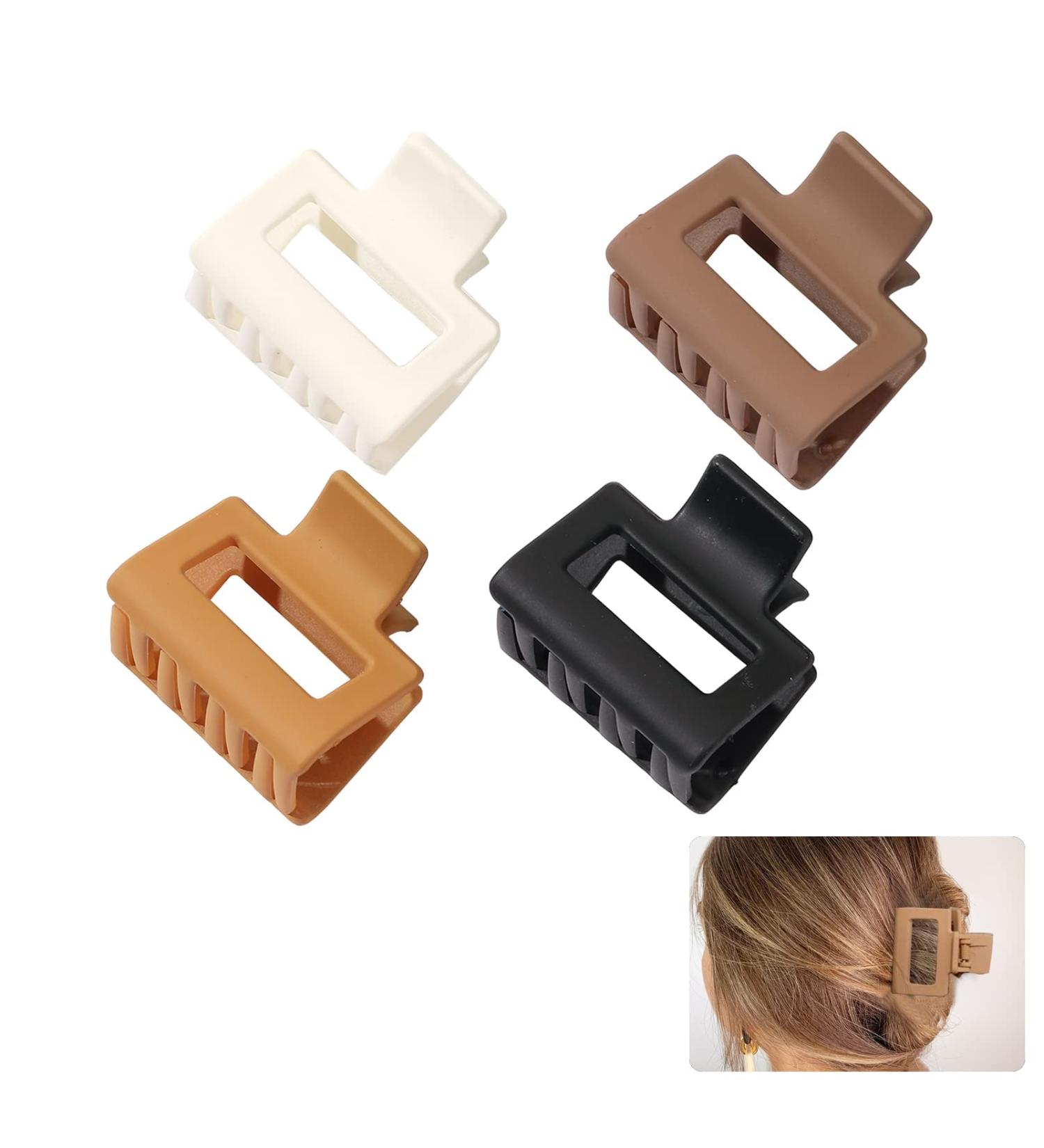 Small Claw Clips 4Pcs 1.6" Matte Small Hair Claw Clips for Women and Girls Nonslip Square Hair Claws for Fine/Medium/Thick Hair Stylish & Durable Hair Accessories - Assorted Warmer Colors - Buy Online on GoSupps.com