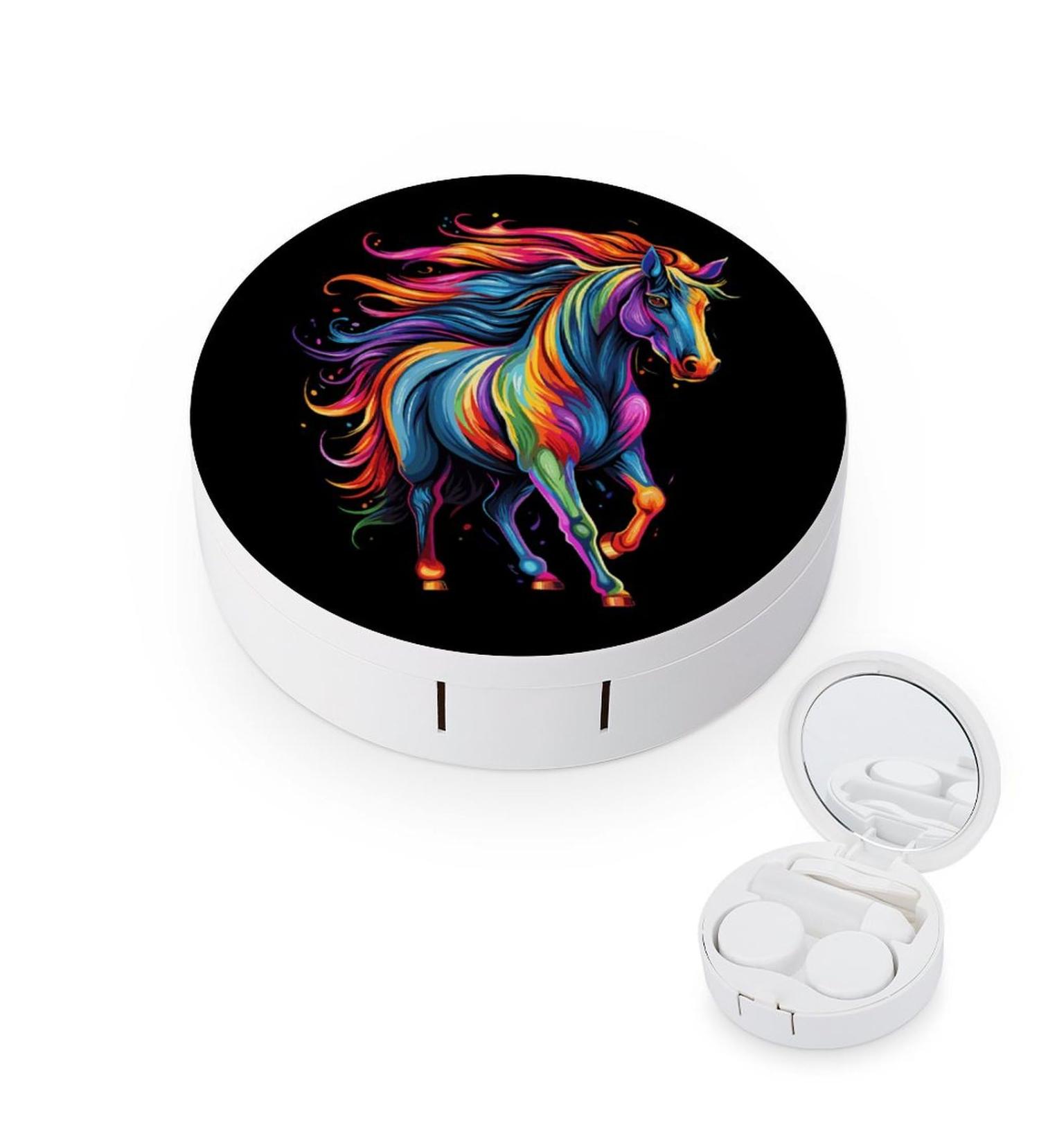 Buy Cute Rainbow Horse Contact Lens Case with Mirror | Portable Eye Lens Box Travel Kit - Buy Online on GoSupps.com