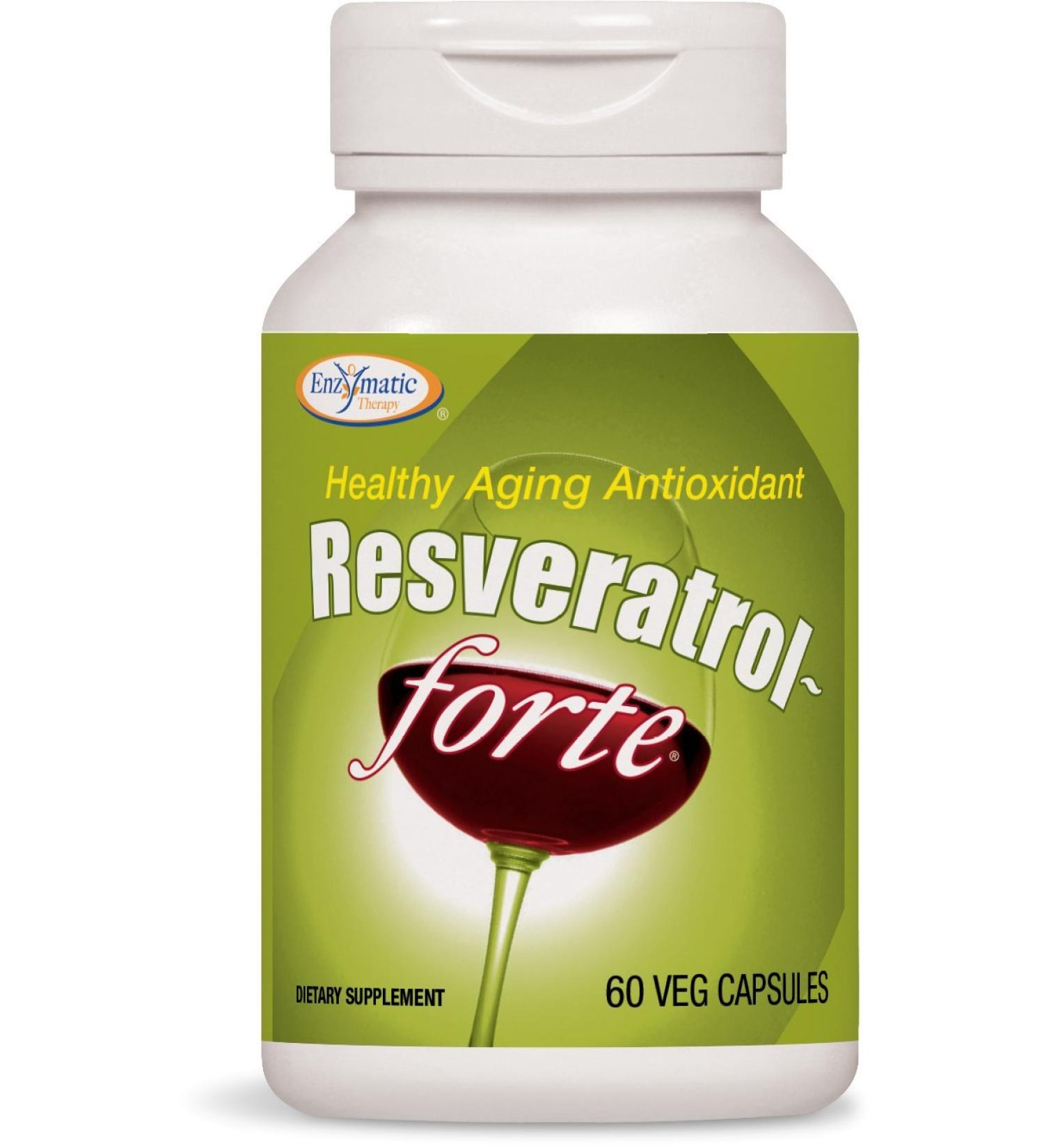 Enzymatic Therapy Resveratrol Forte 125 mg | 60 Veg Capsules - Antioxidant Support - Buy Online on GoSupps.com