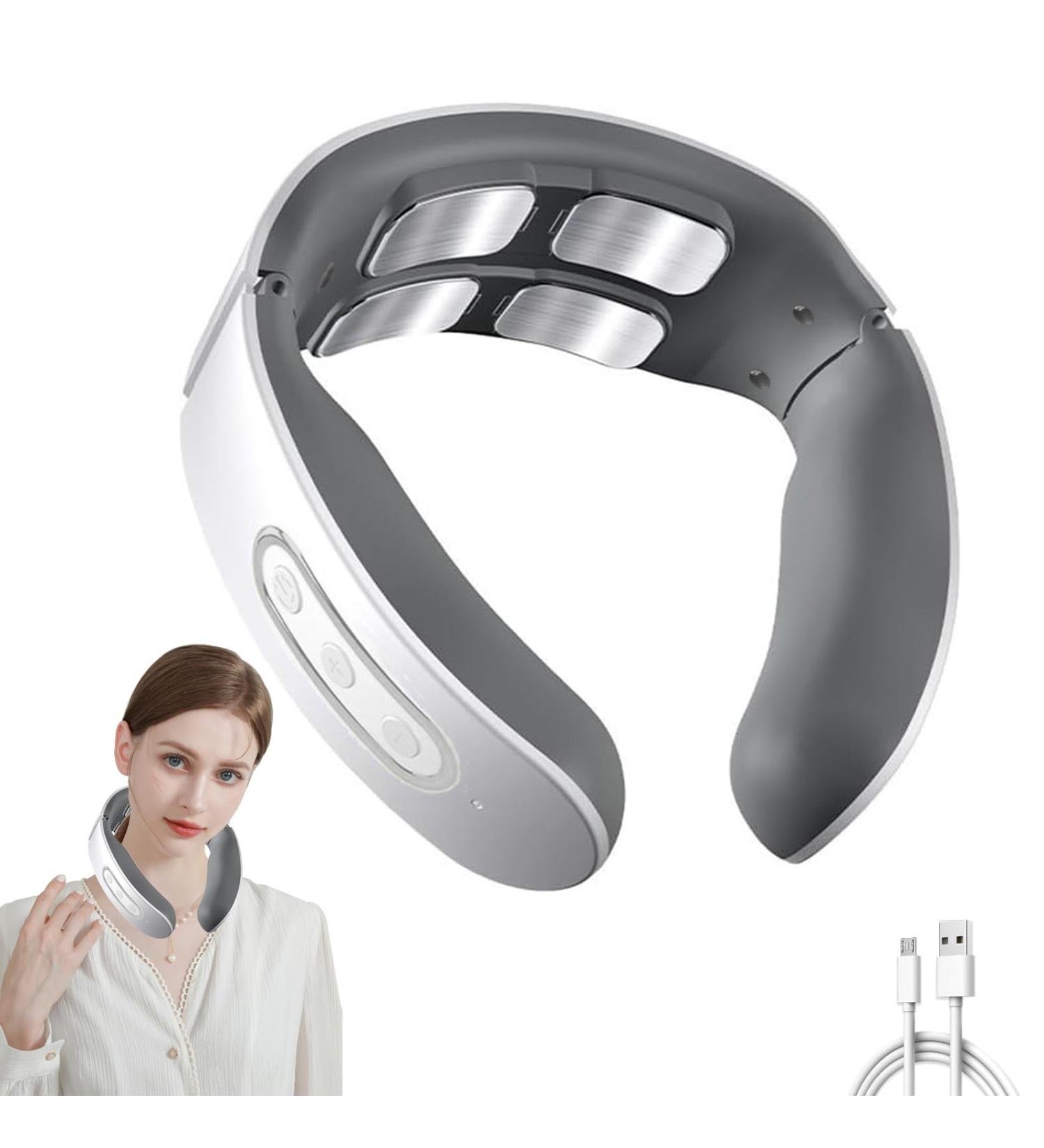 Wireless Electric Neck Massage Device with Heat 6 Modes 9 Intensity Levels 4-Head Pulse for Pain Relief - Buy Online on GoSupps.com