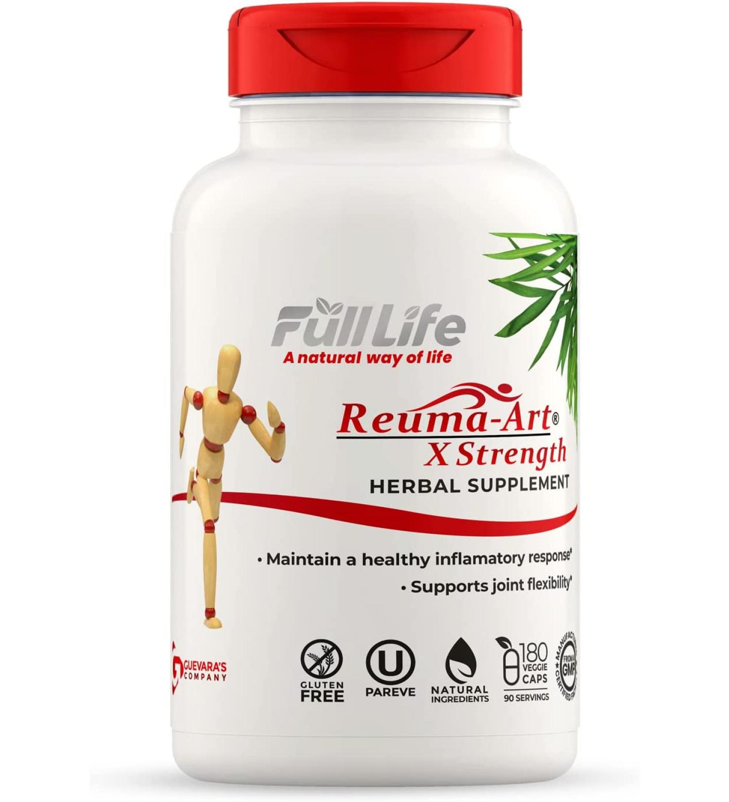 Reuma Art X Strength 400mg Herbal Supplements - Joint Pain Relief & Anti-inflammatory Support - 180 Veggie Capsules - Buy Online on GoSupps.com