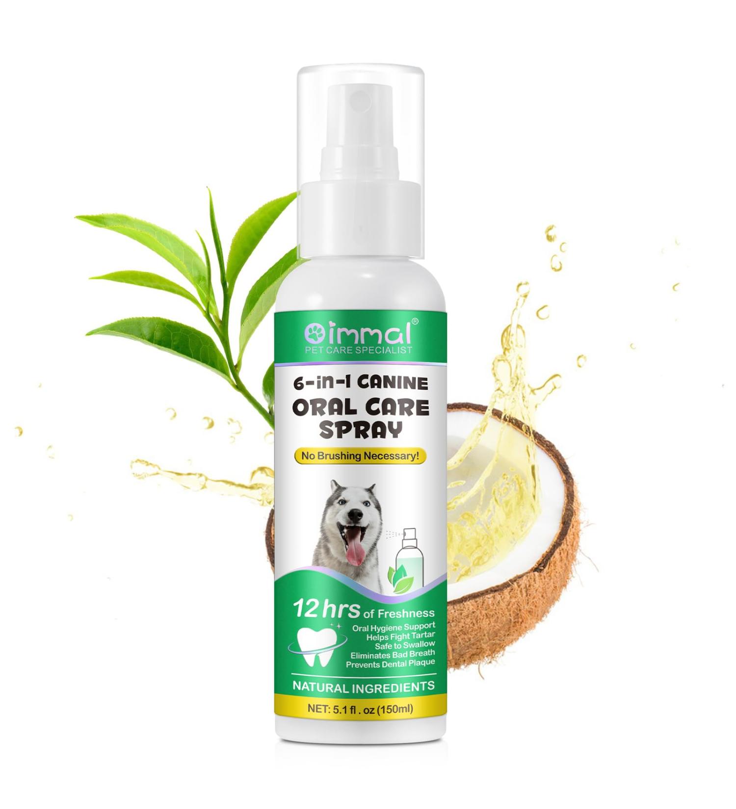 XINSZLIN Dog Breath Freshener 6-in-1 Canine Oral Care Spray Dog Mouthwash Oral Hygiene Support Freshens Breath Dog Teeth Cleaning Helps Fight Tartar Prevent Dental Plaque - Buy Online on GoSupps.com