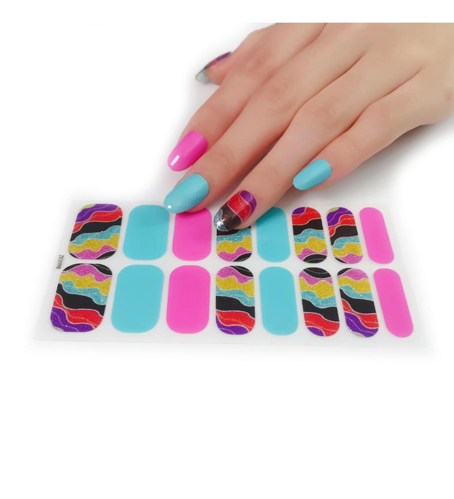 Pattern Semi Cured Gel Nail Polish Strips Full Nail Wraps Nail Polish Stickers Self-Ashesive Nail Art Nail Polish Strips for Women Valentines Day Ze0098 - Buy Online on GoSupps.com