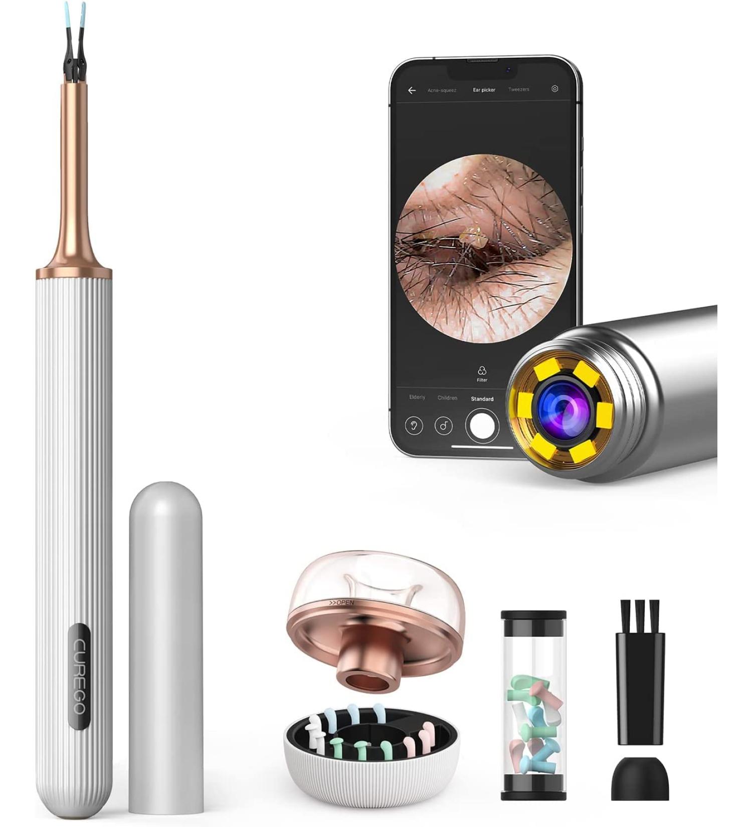 BEBIRDPRO Ear Wax Removal Cleaner with IP67 Camera Otoscope Ear Cleaning Tool with Premium Storage Box Earwax Cleaner with HD Camera for iOS Android Phones T15 PRO White with Blackhead Vacuum
