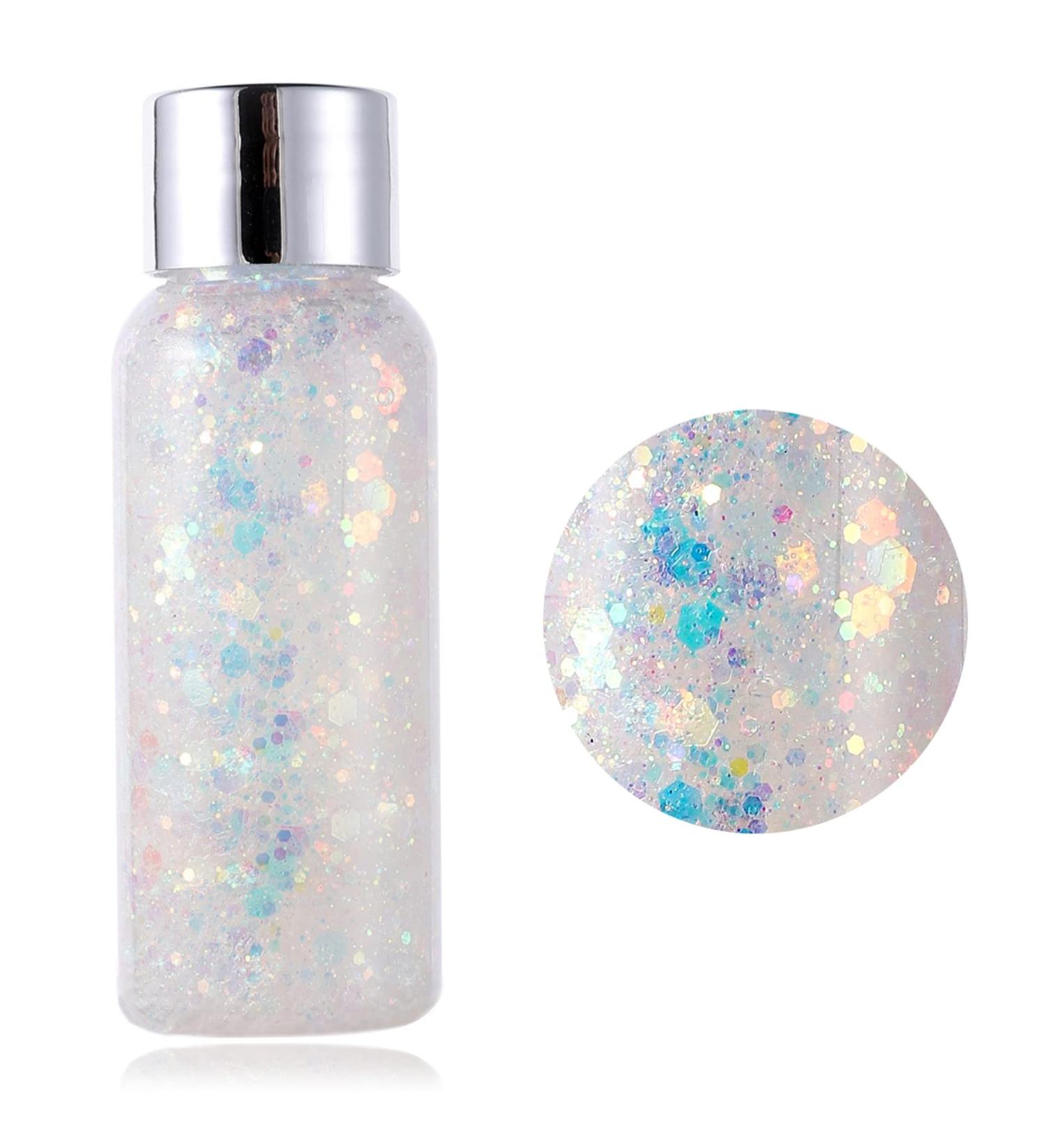 Mermaid Scale Glitter Gel - Long Lasting Body, Eye, Face & Nail Glitter for Festivals & Parties (White) - Buy Online on GoSupps.com