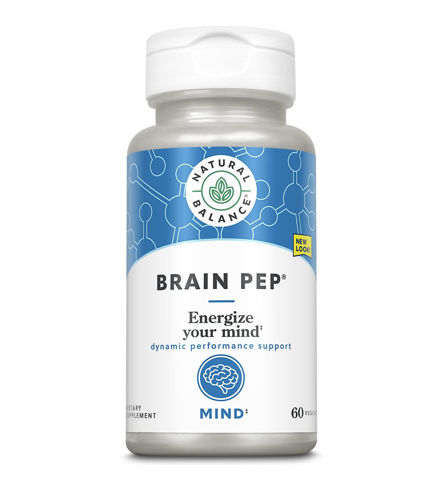 Natural Balance Brain Pep | Ginkgo Biloba & Kola Nut Supplement for Memory, Focus & Clarity | 60 Capsules - Buy Online on GoSupps.com