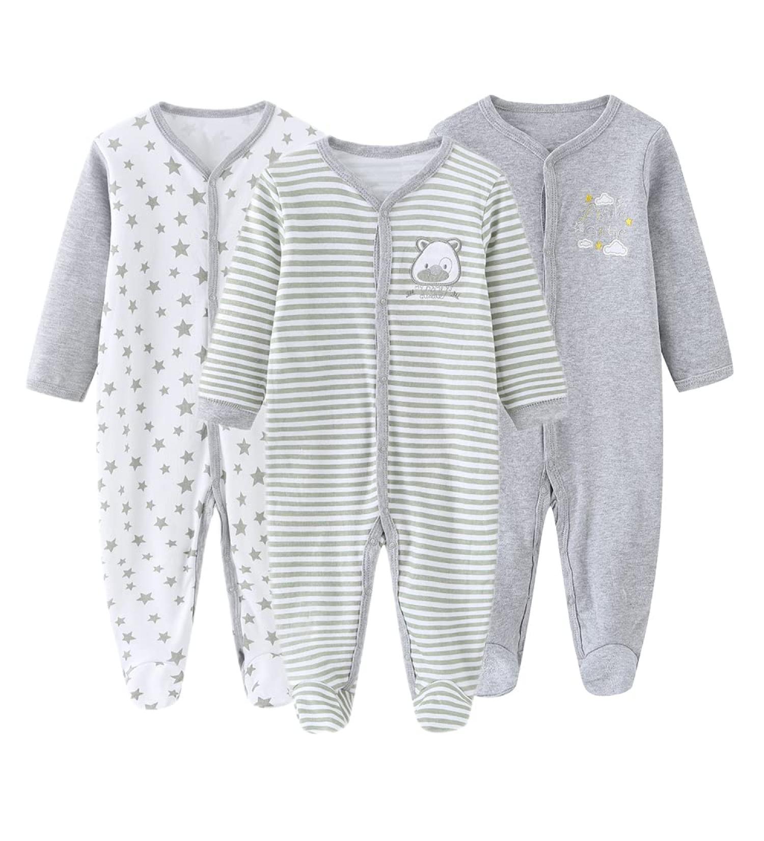 MAMIMAKA Cotton Footed Pajamas for Boys and Girls | 3-6 Months | Long Sleeve | Color4 - Buy Online on GoSupps.com