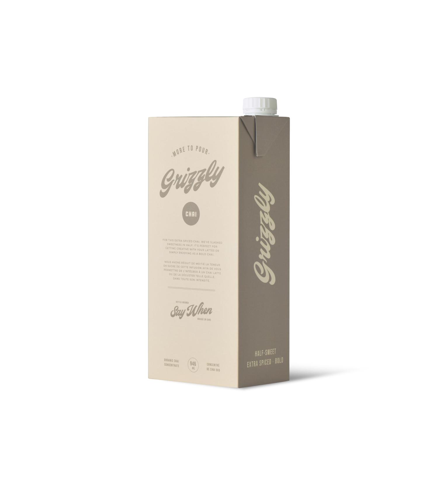 Organic Grizzly Chai Super Concentrate - Half-Sweet & Extra Spicy 946 mL | The Chai Company - Kosher, Gluten-Free, Vegan - Buy Online on GoSupps.com