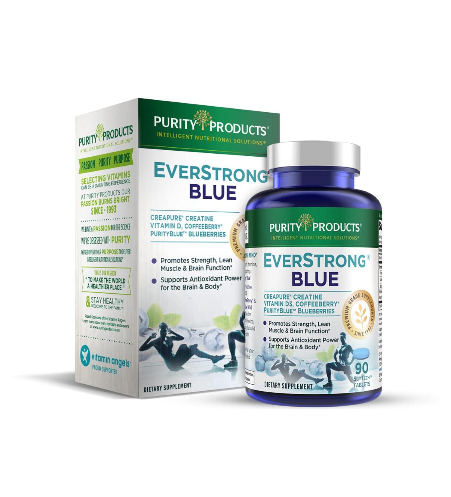 EverStrong Blue by Purity Products - Muscle Matrix Blend with Creapure Creatine Monohydrate, Wild Organic Blueberry Complex, Vitamin D3 - 90 Tablets - Buy Online on GoSupps.com