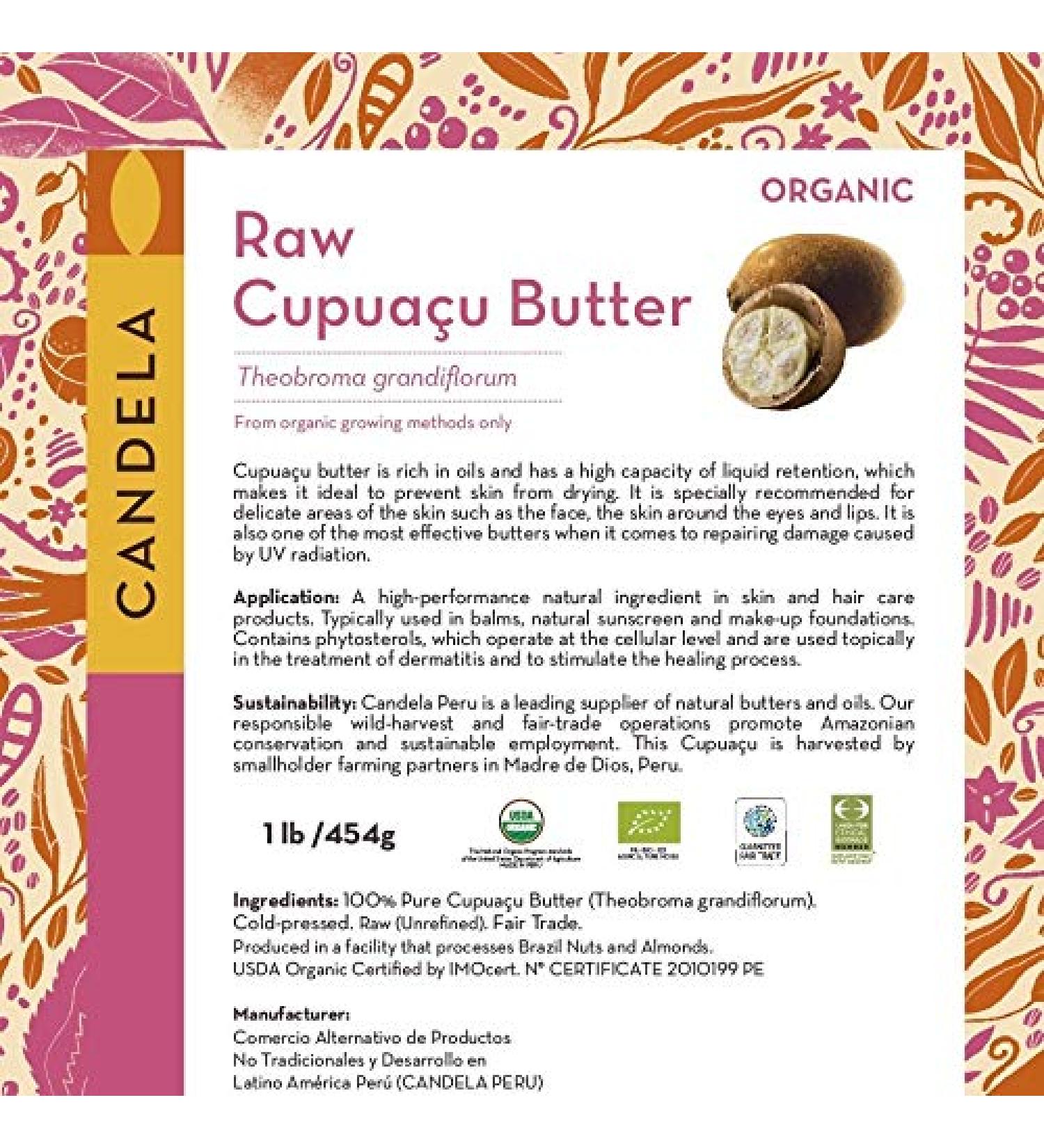 Buy Organic Raw Cupua u Butter 1lb (454g) - 100% Pure Fair Trade from Peru - 16 Ounce - Best for Skin & Hair Care - Buy Online on GoSupps.com