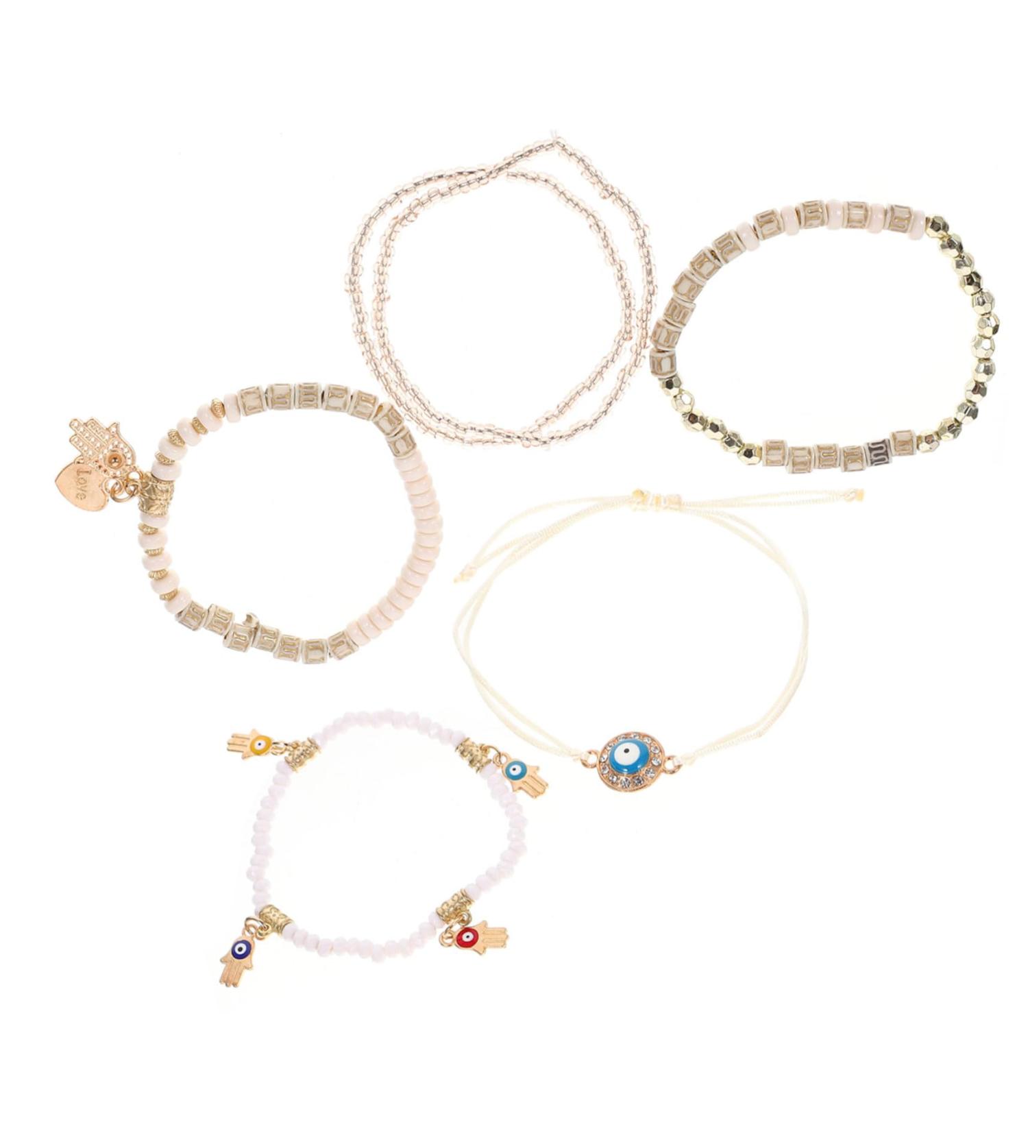 SEWACC 6pcs Beaded Bracelet Lockets Trendy Gifts Charm Bracelets Decor Boho Gifts The Gift Bohemian Bracelet Handmade Bracelet Women Wrist Jewelry Bracelet for Women Pendant Manual Travel 6.50X6.50X0.50CM White - Buy Online on GoSupps.com