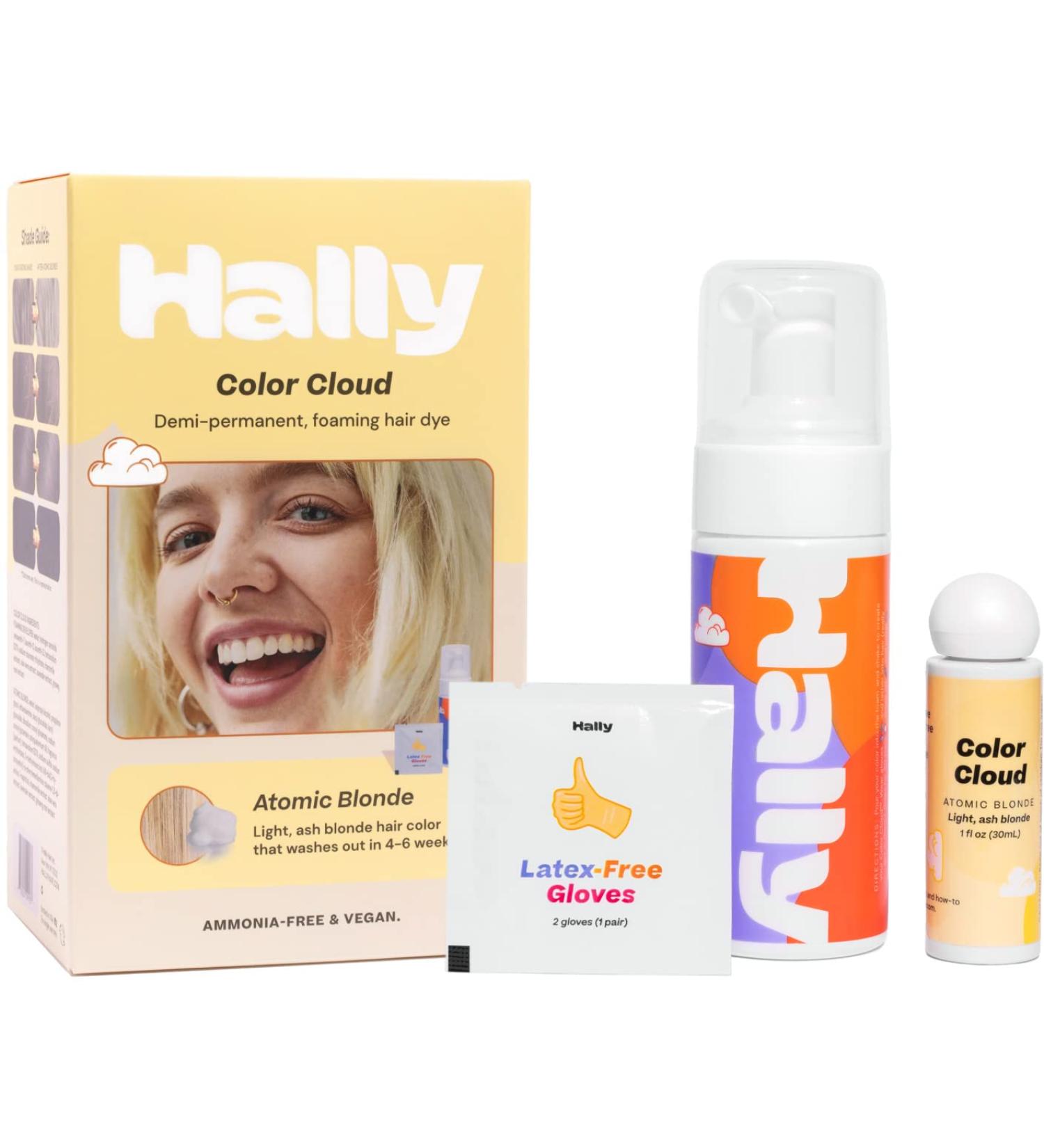 HALLY Color Cloud Foaming Hair Dye Kit - Atomic Blonde | Gentle Formula, Mess-Free Application | Long-Lasting Vibrant Results up to 25 Washes - Buy Online on GoSupps.com