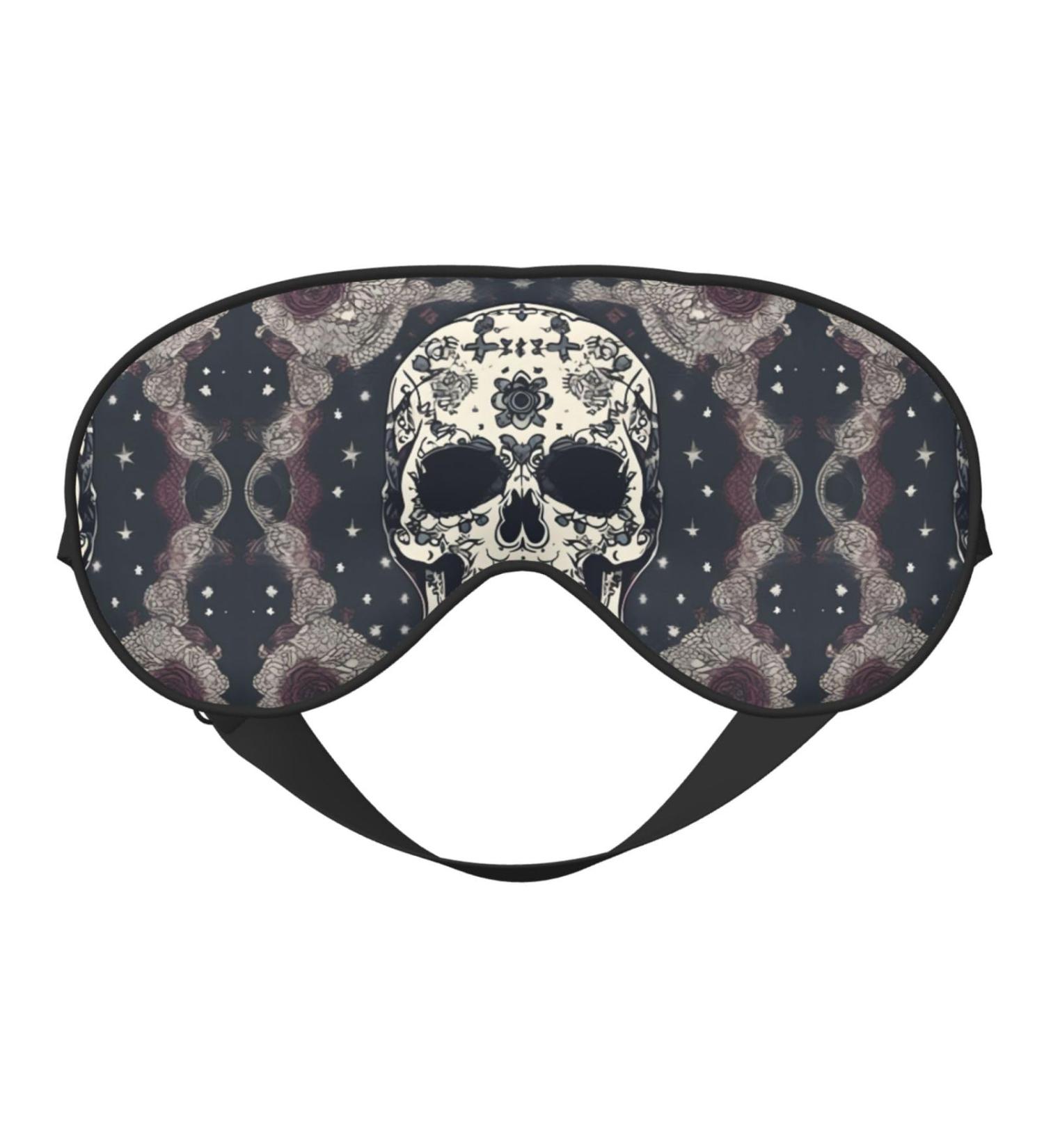 Skull Yoga & Flower Print Unisex Eye Mask | Soft Comfortable Light-Blocking Sleep Mask for Travel & Relaxation - Buy Online on GoSupps.com