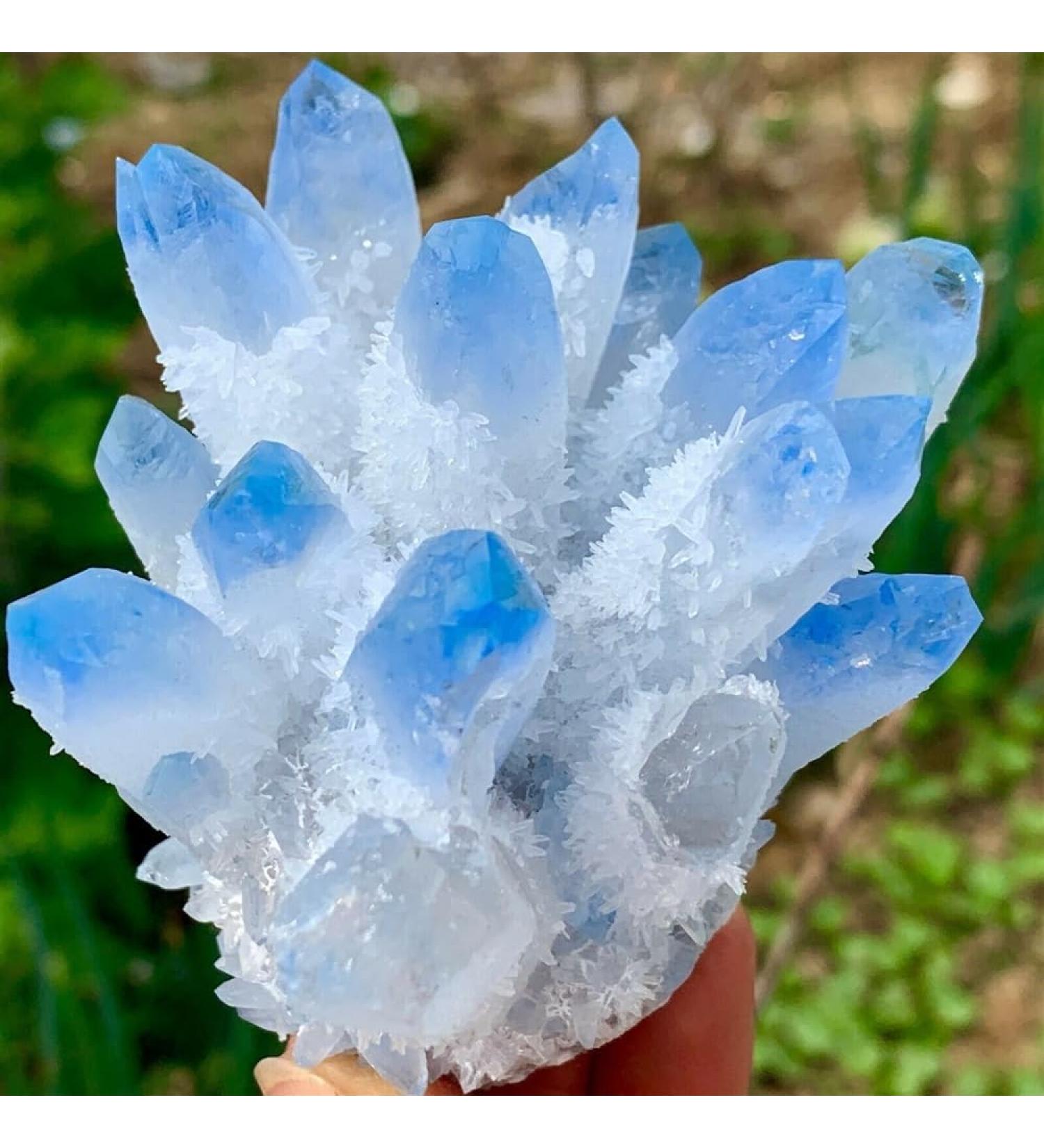 Sky Blue Phantom Quartz Crystal Cluster Specimen ERTEYIN (Size : 200-250g) - Buy Online on GoSupps.com