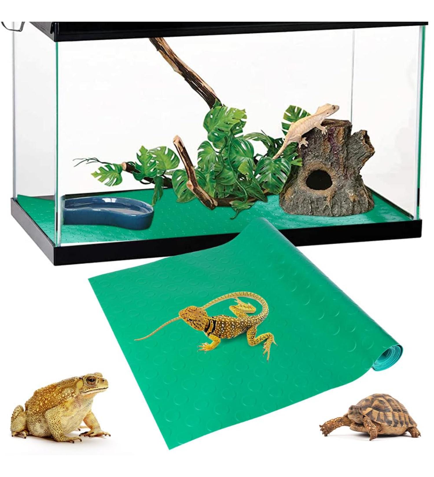 Amfun Reptiles Carpet 45x200cm - Non-Slip PVC Bed Linen for Terrarium | Ideal for Lizards Chameleons Turtles Iguanas & Bearded Dragons (Green) - Buy Online on GoSupps.com