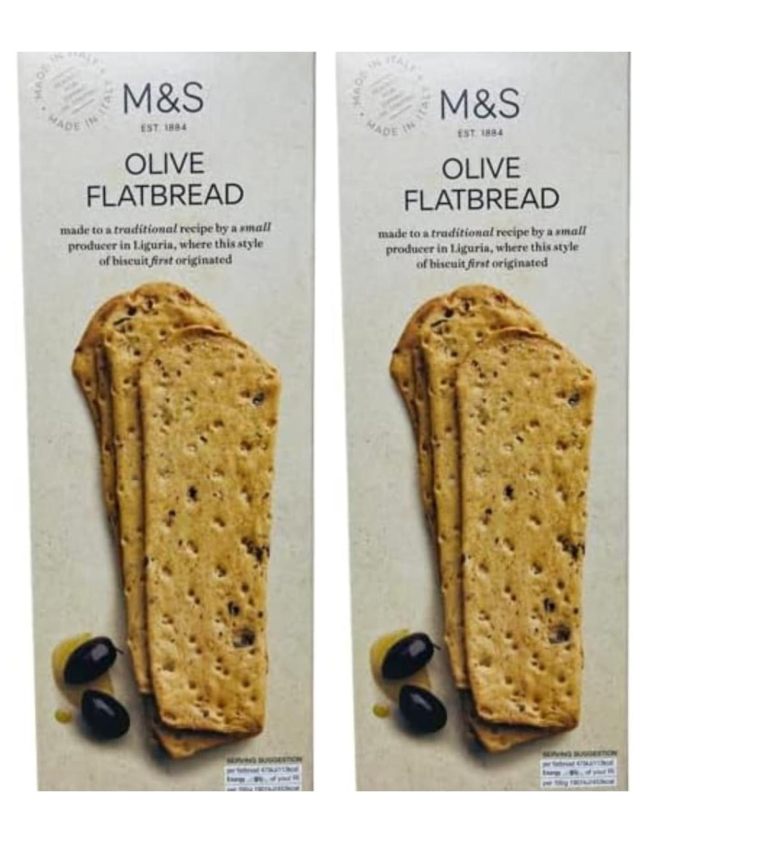 Marks & Spencer Olive Flatbread 150g M&S Food - 2 Pack in a Premier Life Store Box - Buy Online on GoSupps.com