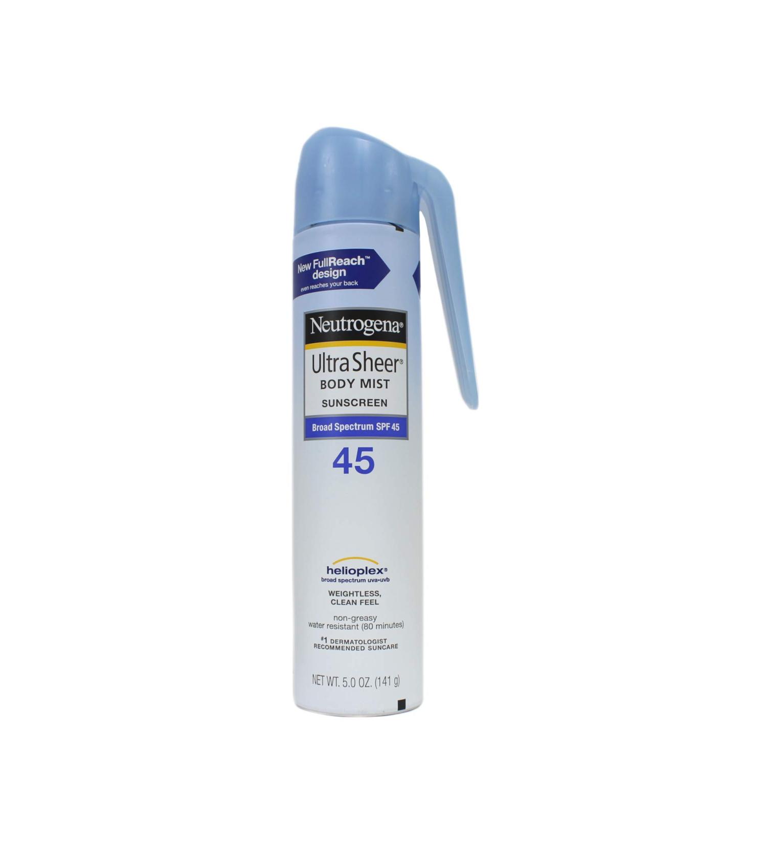 Neutrogena Ultra Sheer Spf#45 Body Mist Full Reach Spray 5 Ounce (141g)