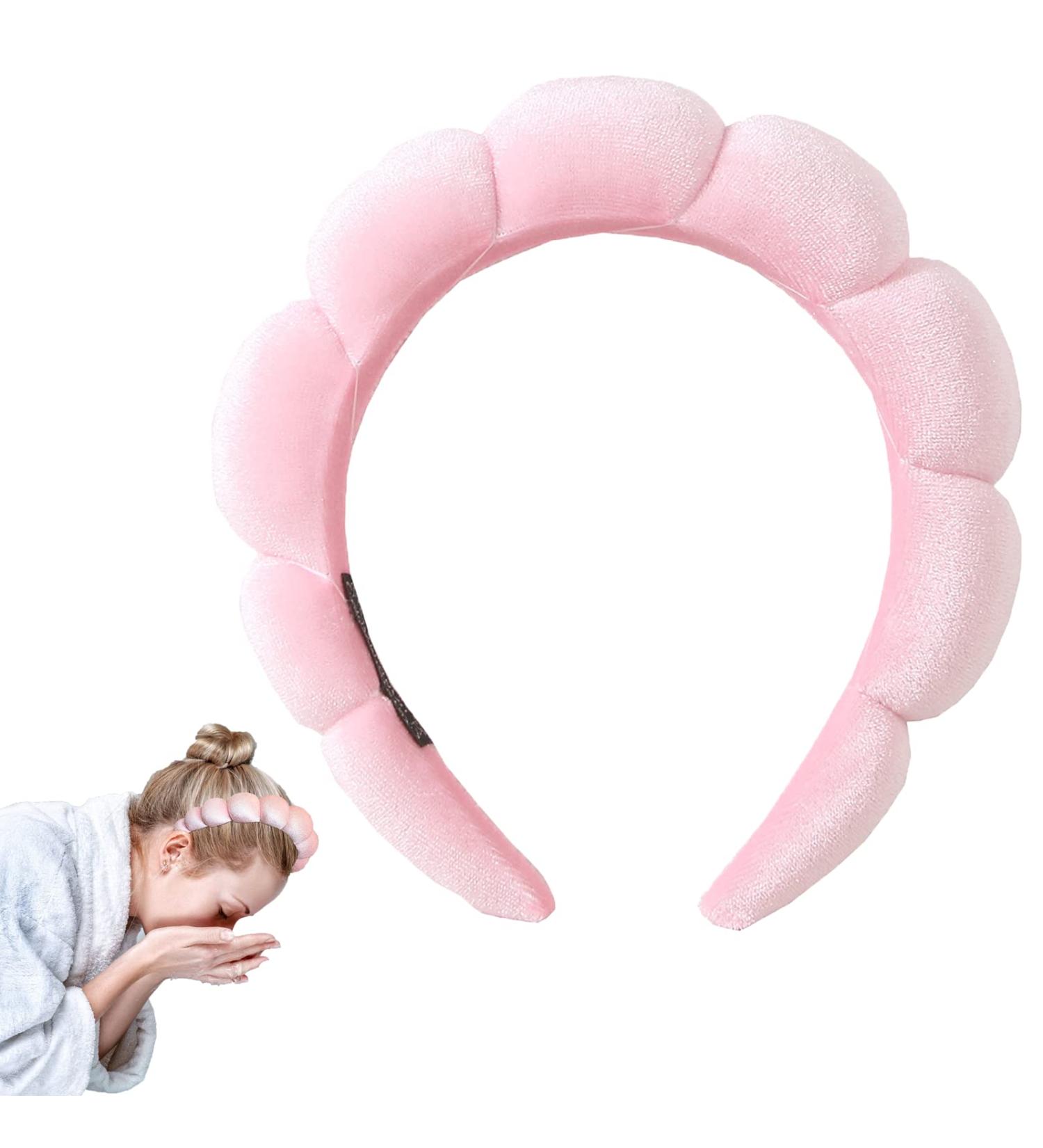 Headband - Spa Headband for Women Puffy Makeup Headband Sponge Velvet Fabric Versed Head bands Women Girls Hair Accessories Headband for Skincare Makeup Removal Washing Face Shower(Pink) - Buy Online on GoSupps.com