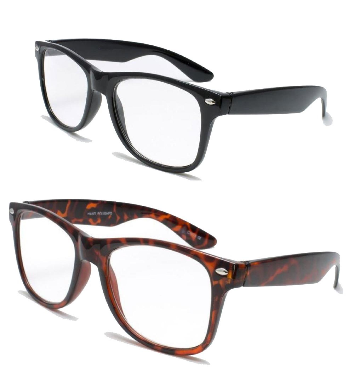 V.W.E. 2 Pairs Deluxe Reading Glasses - Comfortable Stylish Simple Readers Magnification (1 tortoise 1 black 2.25 x)