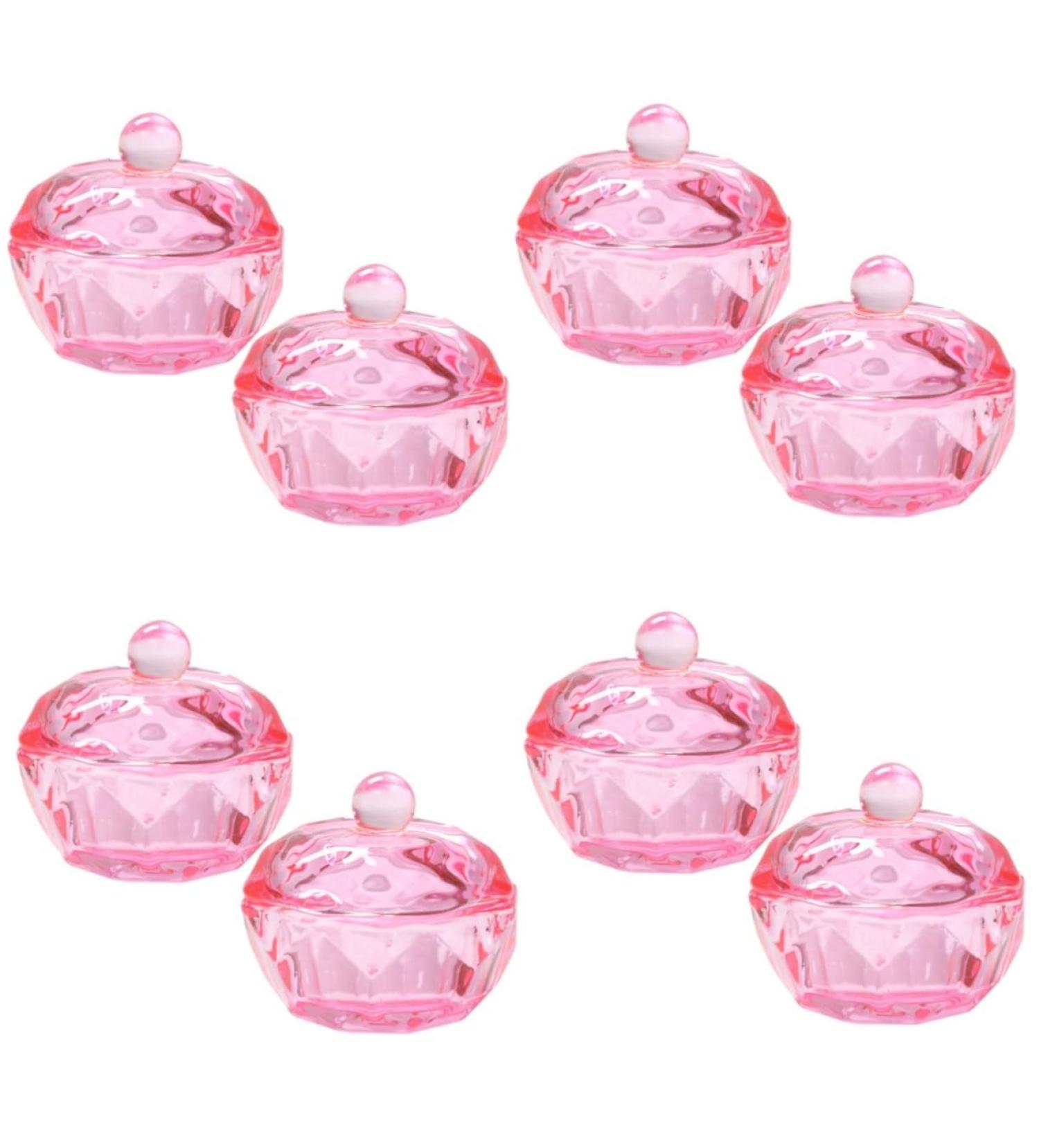DOITOOL 8 Pcs Nail Glass Bowl Monomer Dish Dappen Dish Petri Dish Glass Acrylic Powder Holder Drill Bits for Nails Cuticle Bit for Nail Drill Dappen Bowl Vegetable Bowl Pink With Cover - Buy Online on GoSupps.com