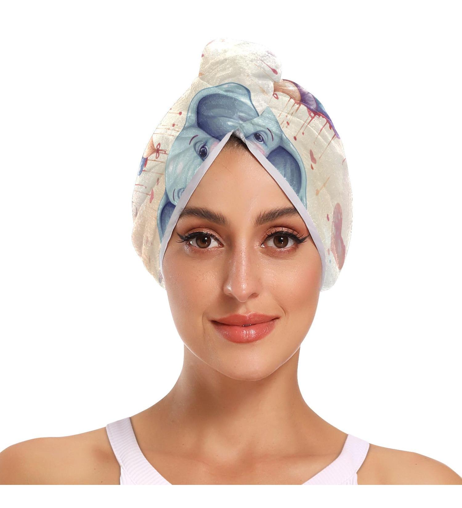 Heart Balloons Elephant Hair Towel 2 Pack - Super Absorbent Quick Dry Hair Turbans for Women & Girls | Perfect Hair Drying Solution - Buy Online on GoSupps.com
